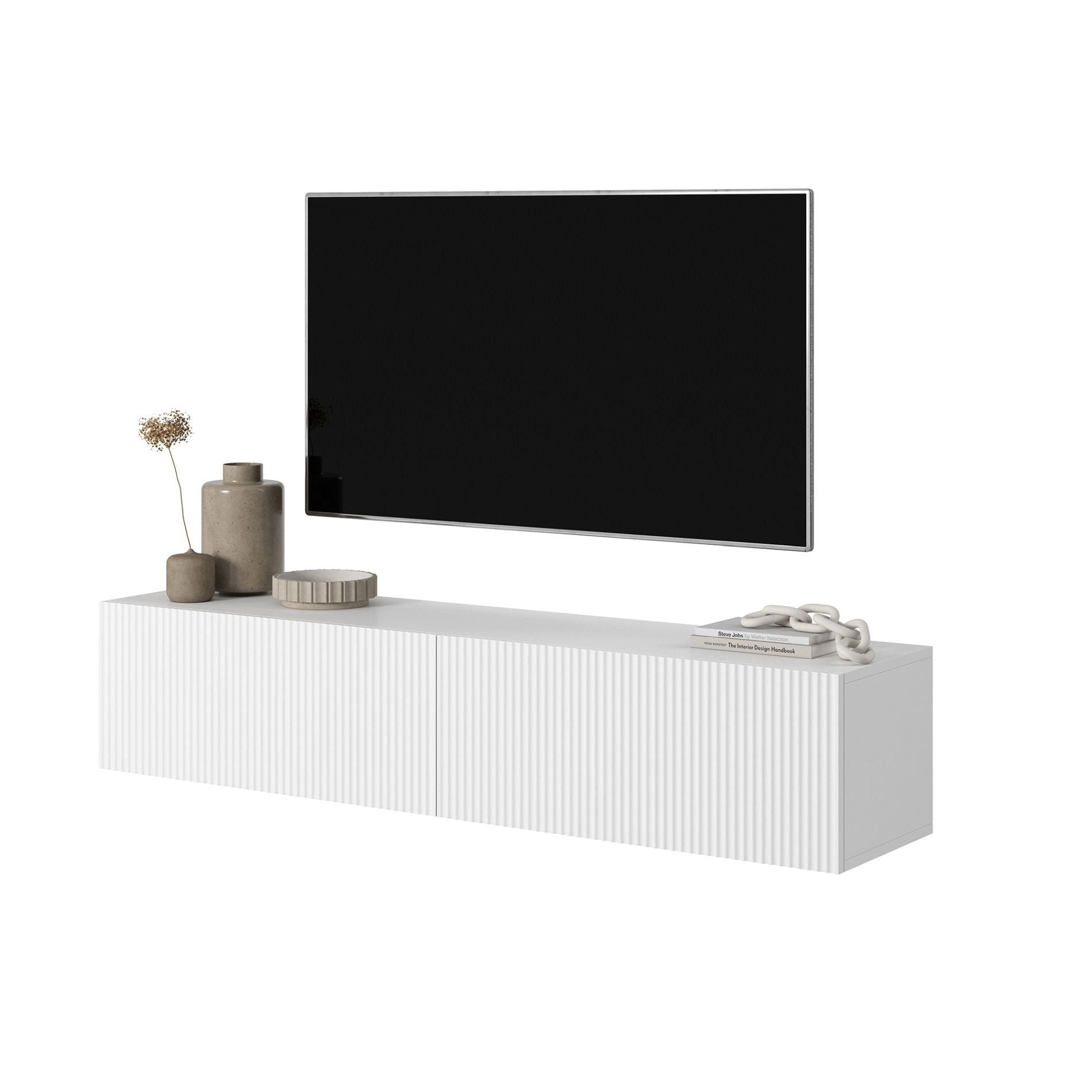Selsey TV-Schrank VELDIO Kompaktes Hängeboard geriffelt, Push-to-Open, 140x30 cm, Matt