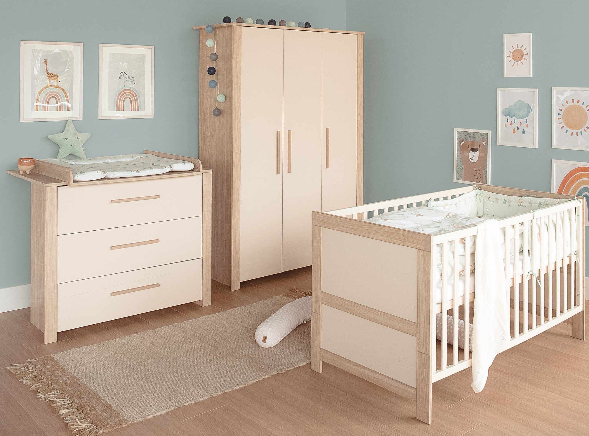 Babyzimmer-Komplettset Momo - modernes Kinderzimmer aus Holz - Cashmere - Dekor Artisan Eiche