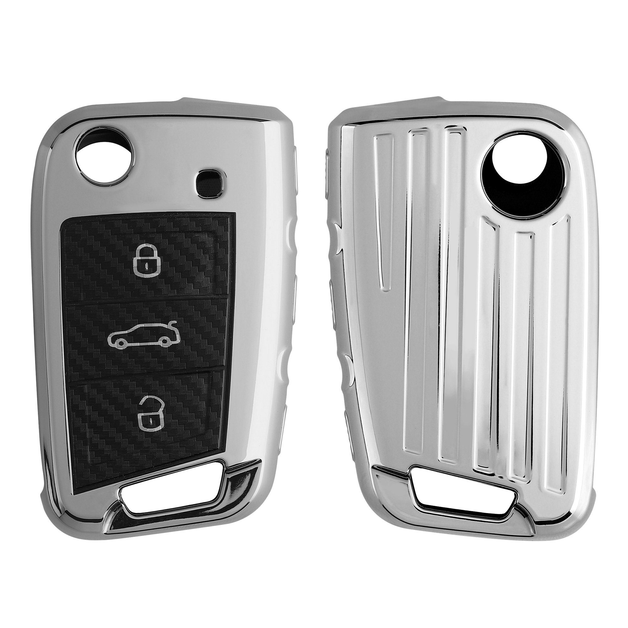 kwmobile Autoschlüssel Hülle 3-Tasten Cover Autoschlüssel, TPU 7 Schlüsselhülle Golf VW MK7 Schlüsseltasche für