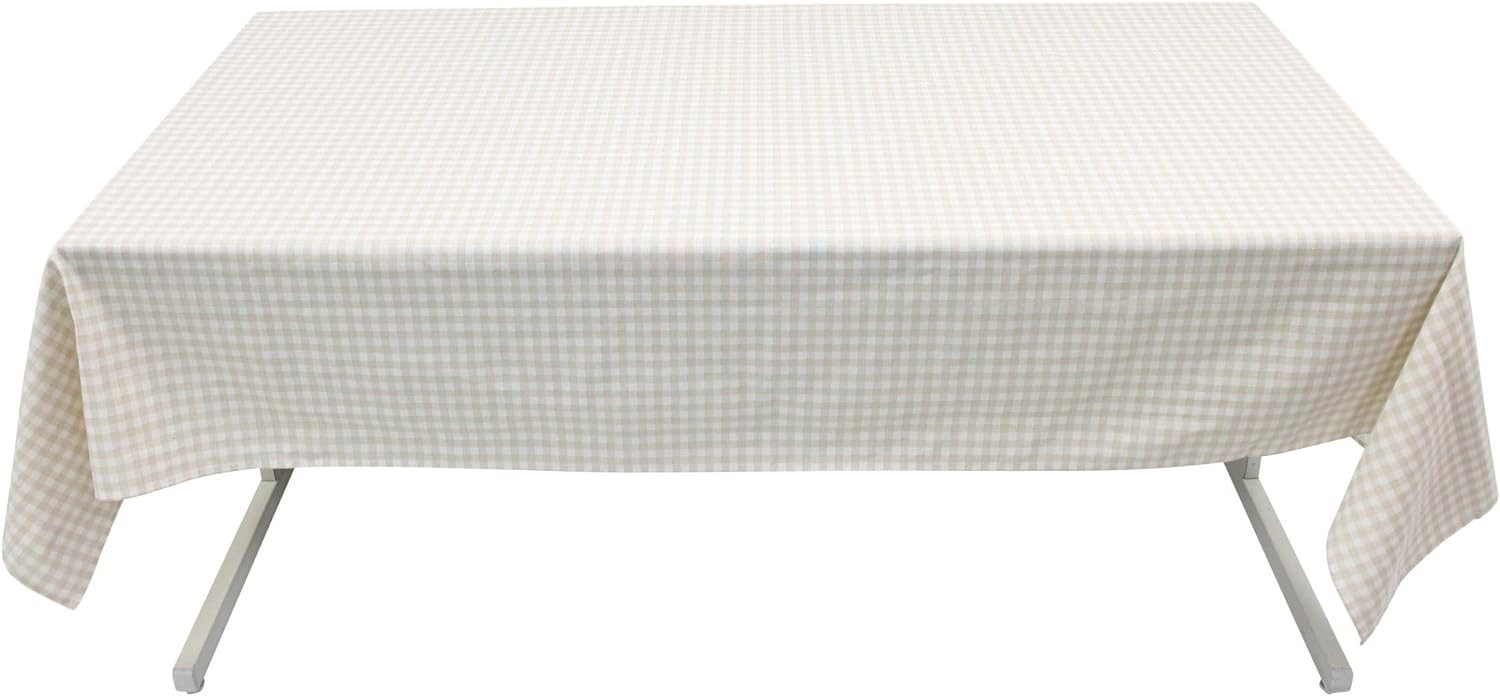 Dekoleidenschaft Gartentischdecke "Maison naturelle" 135x230 cm weiß / beige kariert, Outdoor Tischdecke, wetterfest & abwaschbar, Tafeldecke für Drinnen & Draußen