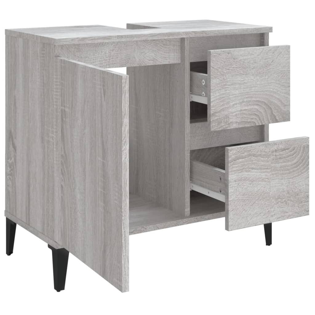 vidaXL Badkommode, Badschrank Grau Sonoma 65x33x60 cm Holzwerkstoff