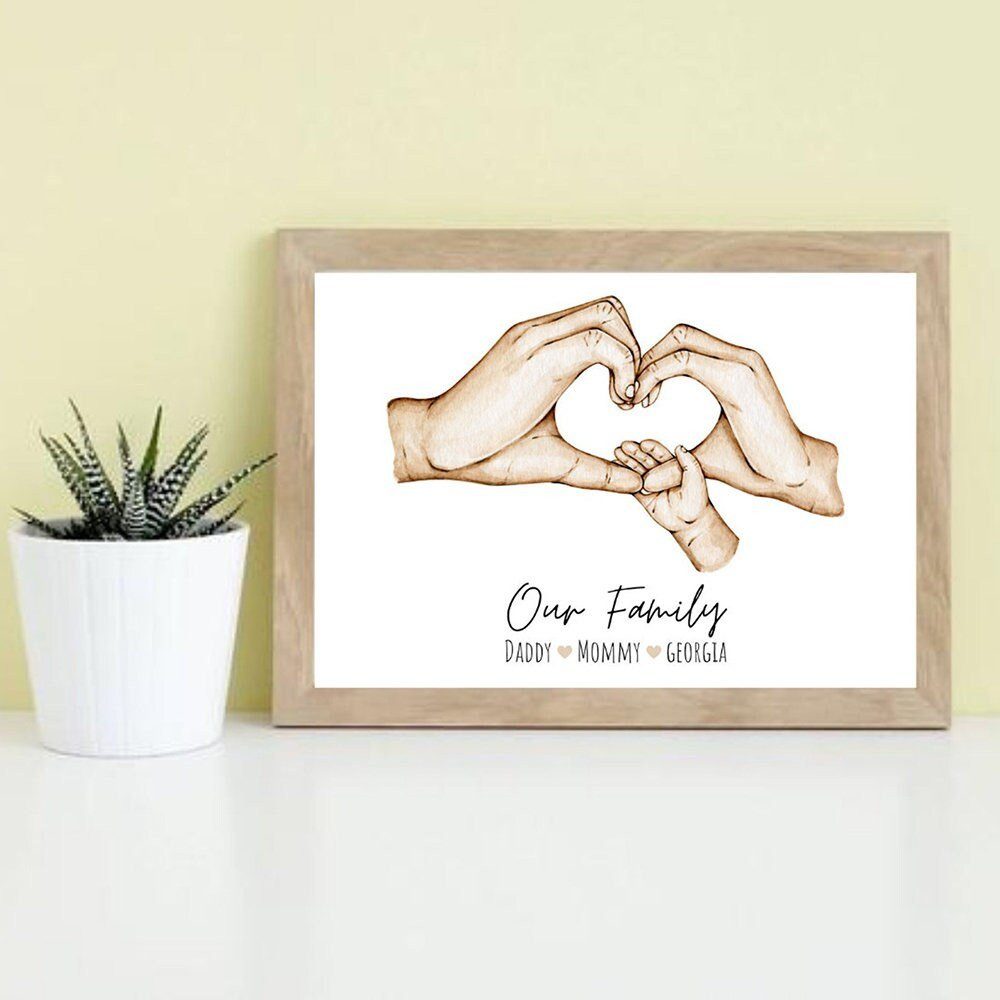 JUSTGOODMOOD Poster Familie Personalisiert Hände Namen Herz Zeichen Verbundenheit Deko Pri, C 5 Hands (1 St)