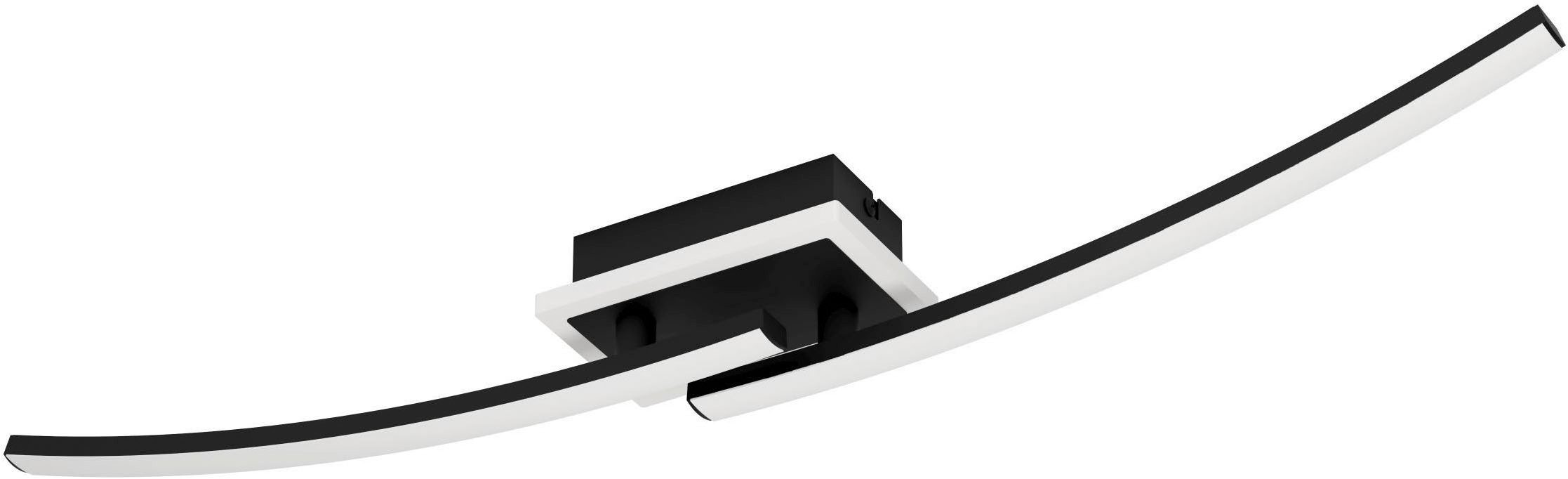 EGLO Deckenleuchte Lungolago Deckenlampe, Bürolampe Decke aus Metall, Küchenlampe, Lampe, LED fest integriert, Neutralweiß, Wand-/Deckenleuchte - L74 x B14 x H6 cm - schwarz - 12W inkl.