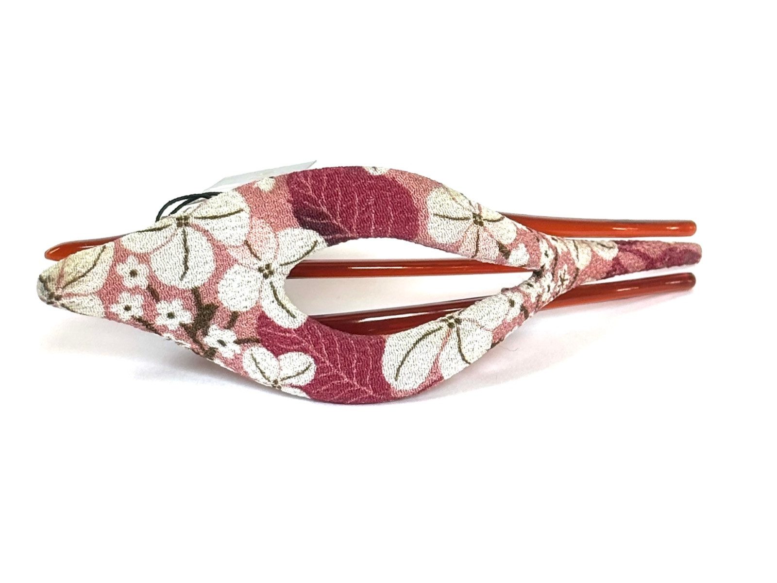 LK Trend & Style Haarclip Finch ist ein schlanker Clip mit Blumenmuster, durch die schlanke Länge greift die Spange viel Haar, Kimono Clip steht für Qualität, jeder Clip kann je nach Schnitt des Stoffes variieren, Unikat