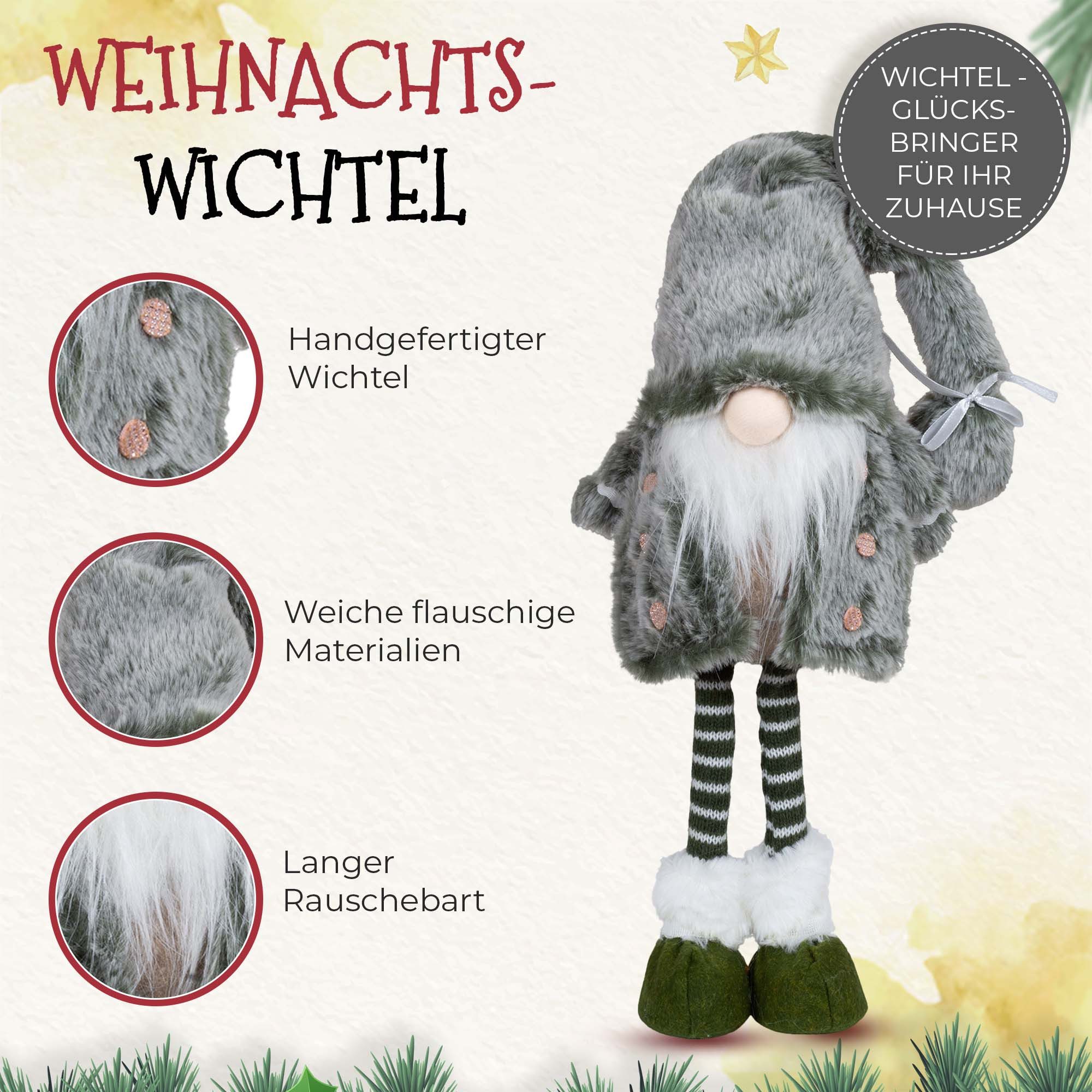 Christmas Paradise Wichtel Weihnachtsdeko stehender Weihnachtswichtel (Tomte, 40 cm, Kunstfaser), aus superweichem Fell Imitat