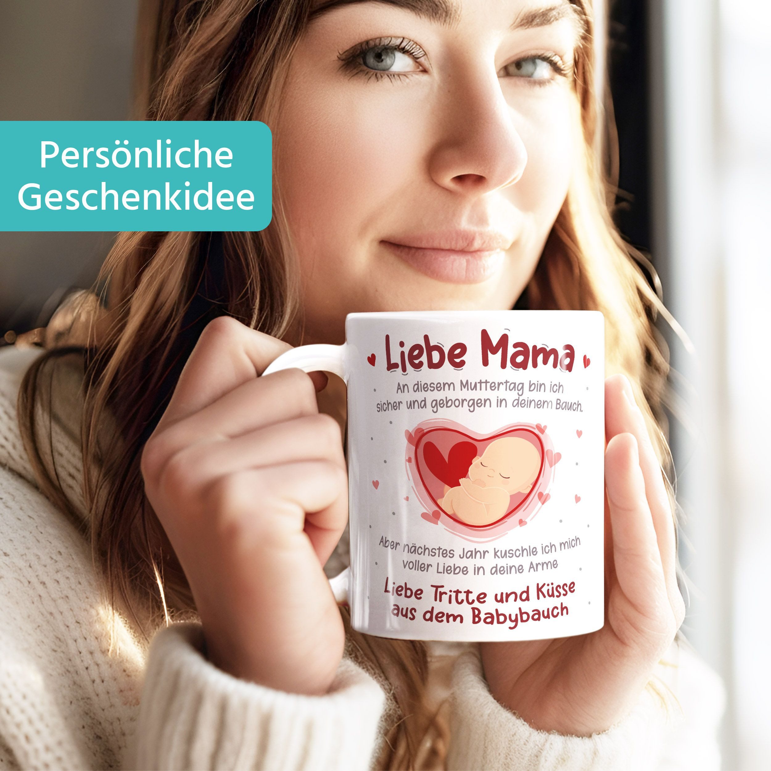 SpecialMe Tasse Kaffee-Tasse Liebe Grüße aus dem Babybauch Spruch Schwanger Geschenk, Keramik