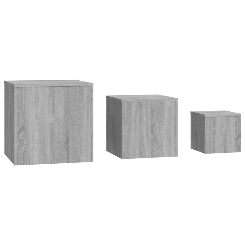 3 Sonoma Sonoma Grau Grau Holzwerkstoff | Sonoma Stk. (3-St) Grau vidaXL Beistelltisch Beistelltische