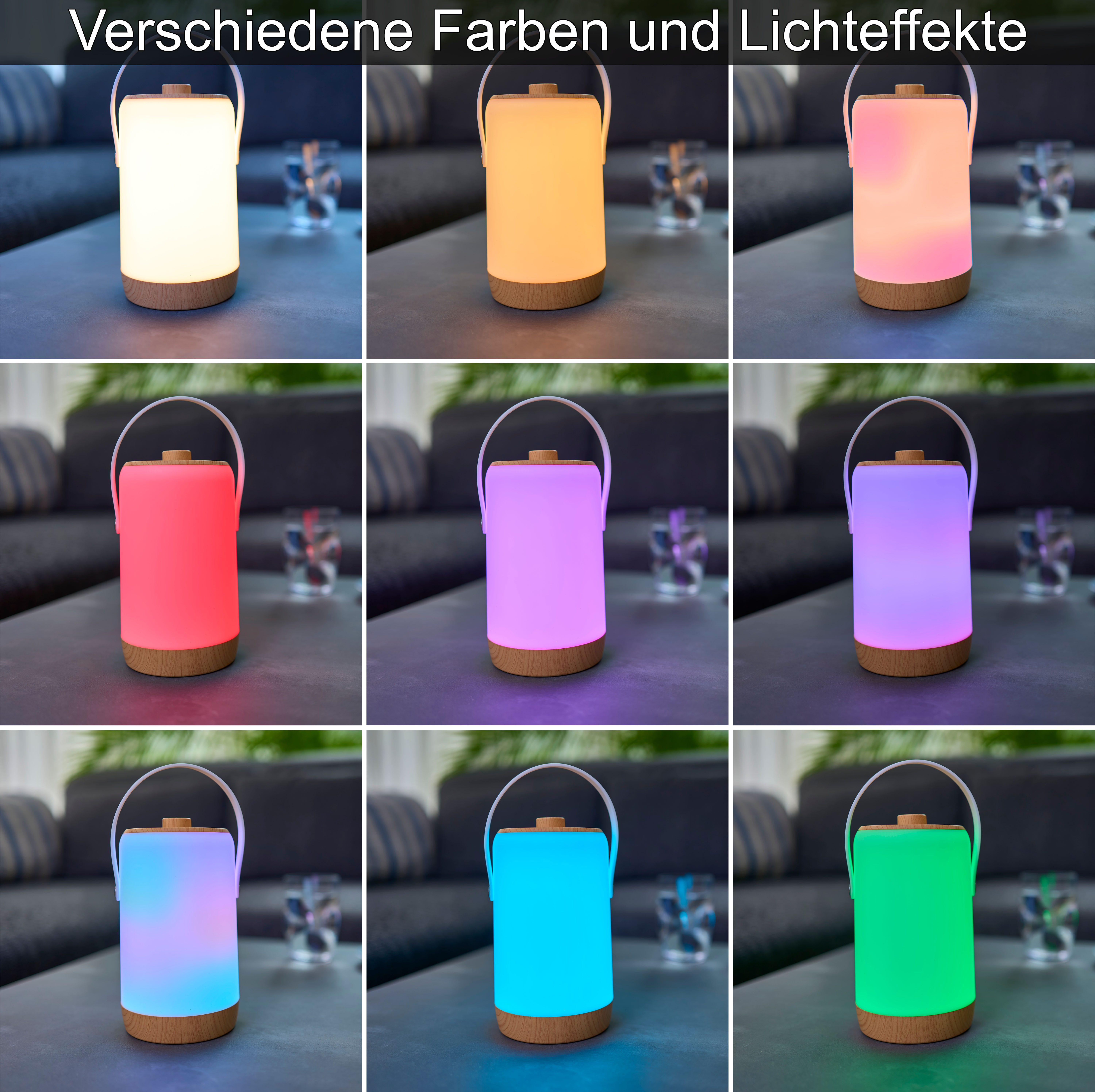 Northpoint LED Laterne Akku Innen Außen Dimmdrehknopf RGBW Soundsensor Lichteffekte – Bild 3 von 5