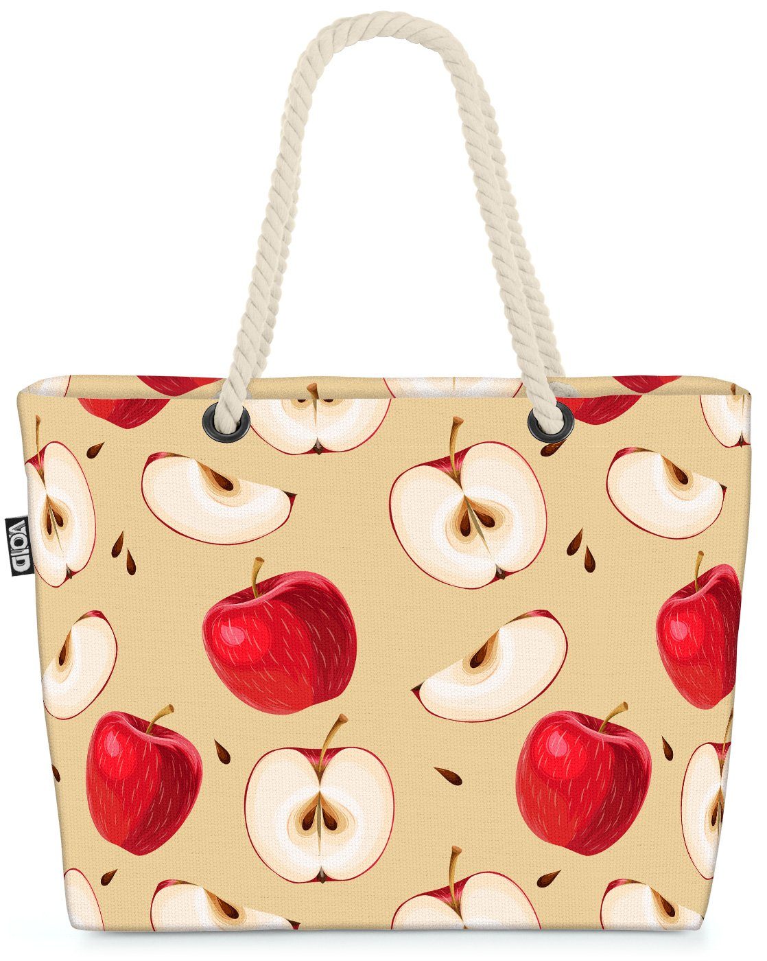 VOID Strandtasche (1-tlg), Rote Äpfel Beach Bag Schneewittchen Zwerge Mädchen Obst Früchte Essen Vitamine