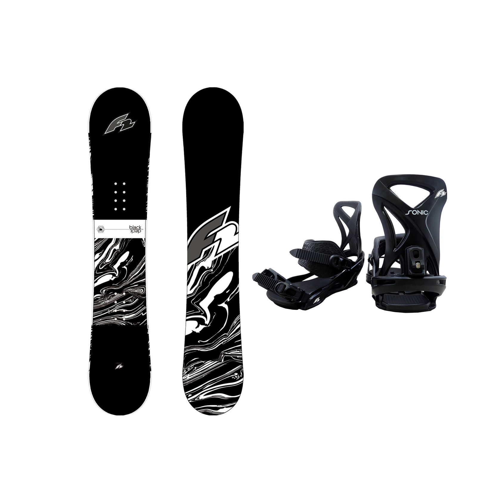 F2 Snowboard F2 Set Snowboard Blackdeck Schwarz 143cm + Sonic Pro Bindung M