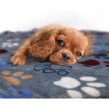 Nobby Tierdecke »Hundedecke Lissi mit Pfotenmotiv«, Polyester, Wunderschöne, kuschelweiche Coral-Fleecedecke zum Schutz vor Hundehaaren und Verschmutzungen