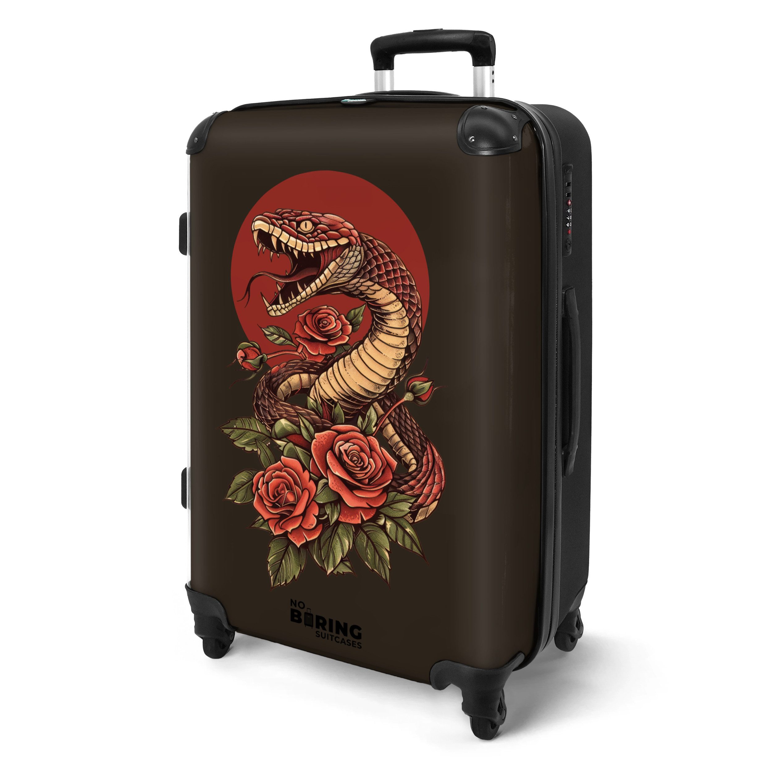 NoBoringSuitcases.com© Hartschalen-Trolley Schwarz mit Schlange und günstig online kaufen