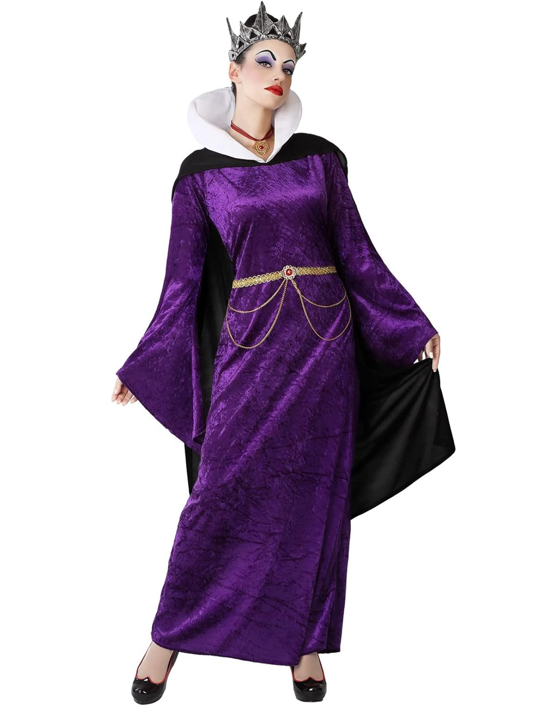atosa Kostüm Fiese Königin-Kostüm für Damen Halloweenkostüm violett-schwarz-gold