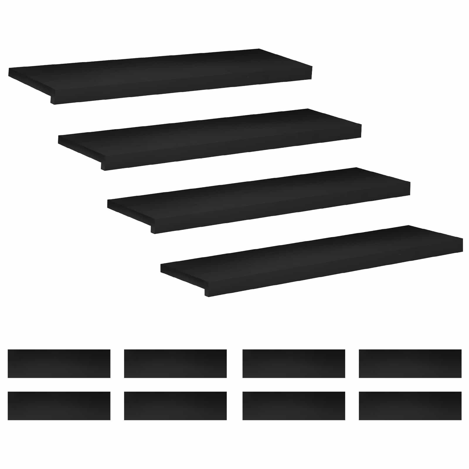 vidaXL Stufenmatte Treppenstufen 12 stk. 90 x 30 x 2 cm Schwarz Massivholz Buche, Höhe: 2 mm