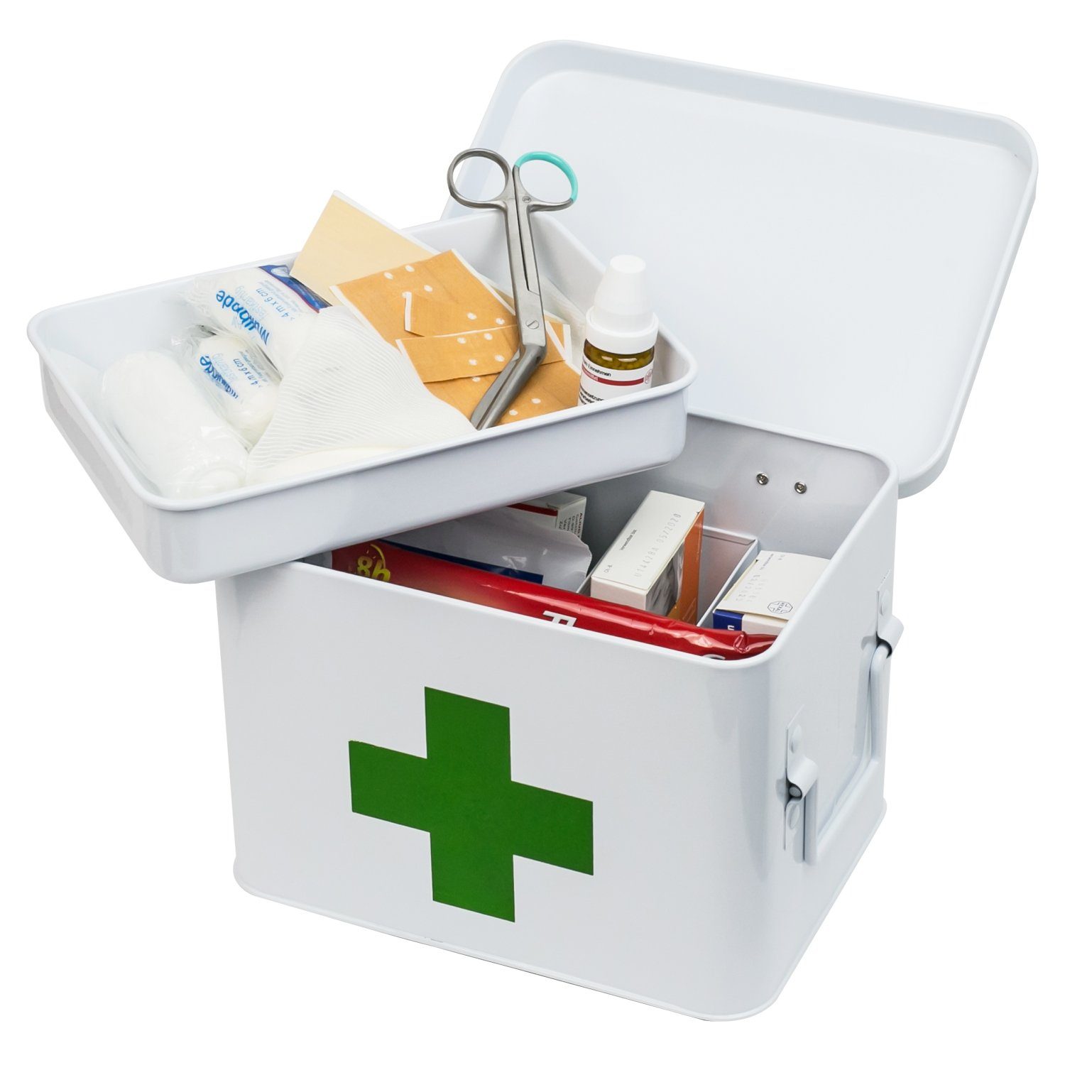 Hausapotheke Hilfe Tragegriffen, cm Erste HMF Medikamentenkoffer Koffer, mit Medizinschrank 22,5x16,5x15,5