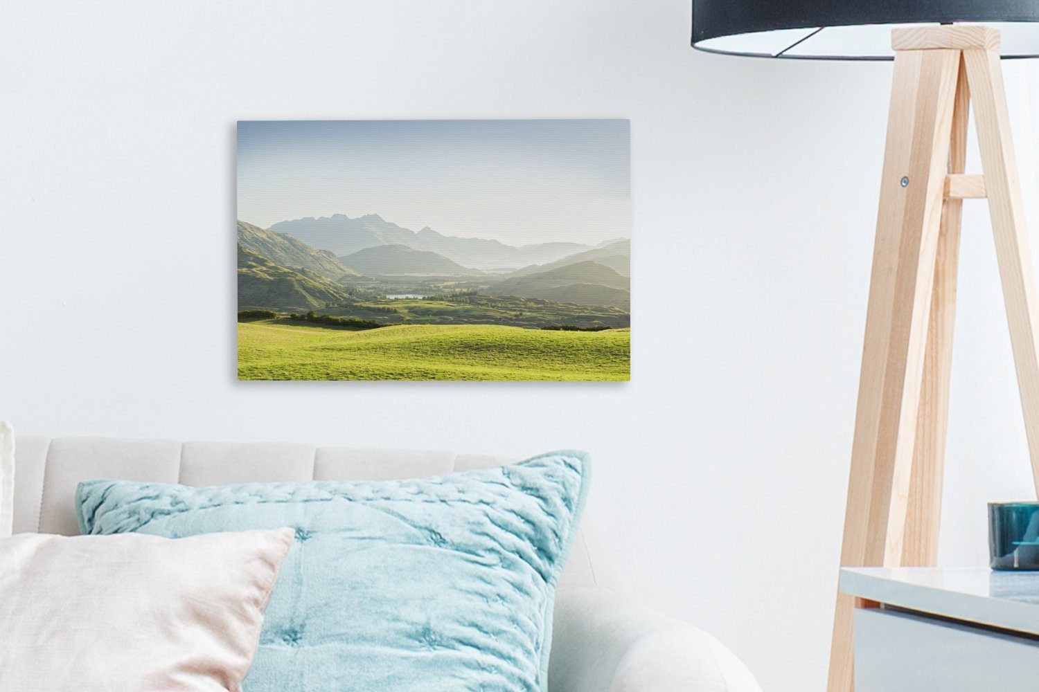 Hügellandschaft Fotodruck, Aufhängefertig, Leinwandbilder, Neuseeland 30x20 Leinwandbild (1 Wandbild St), Wanddeko, OneMillionCanvasses® cm