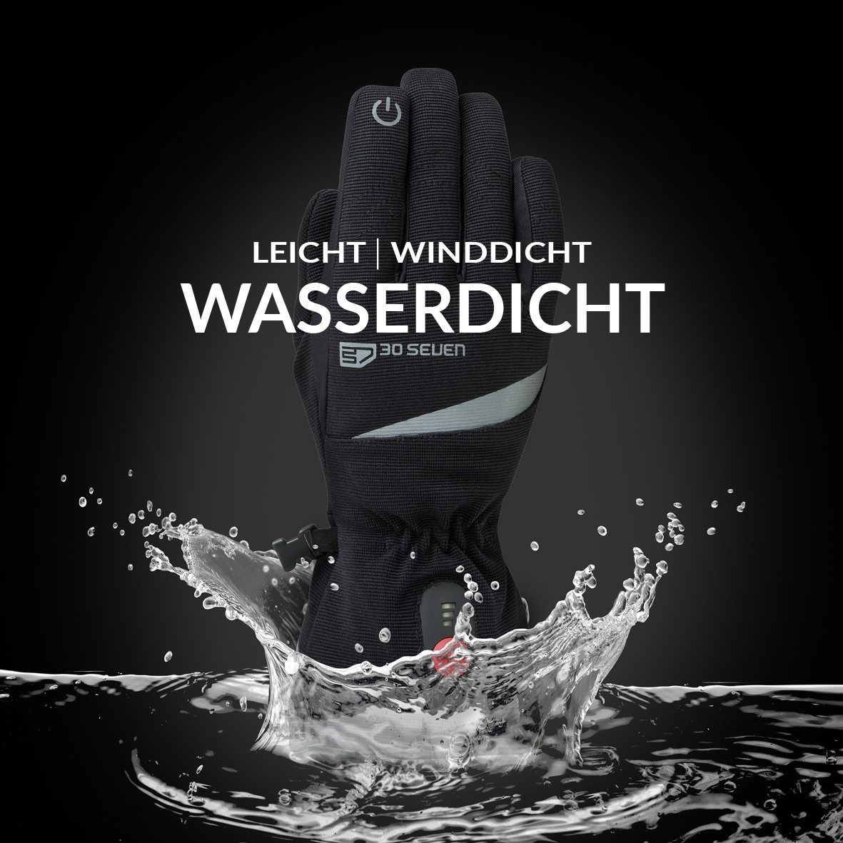 30seven Fahrradhandschuhe beheizte Thinsulate Comfort Handschuhe - schwarz 7,4V Set inkl. 2 Akkus & Doppelladegerät