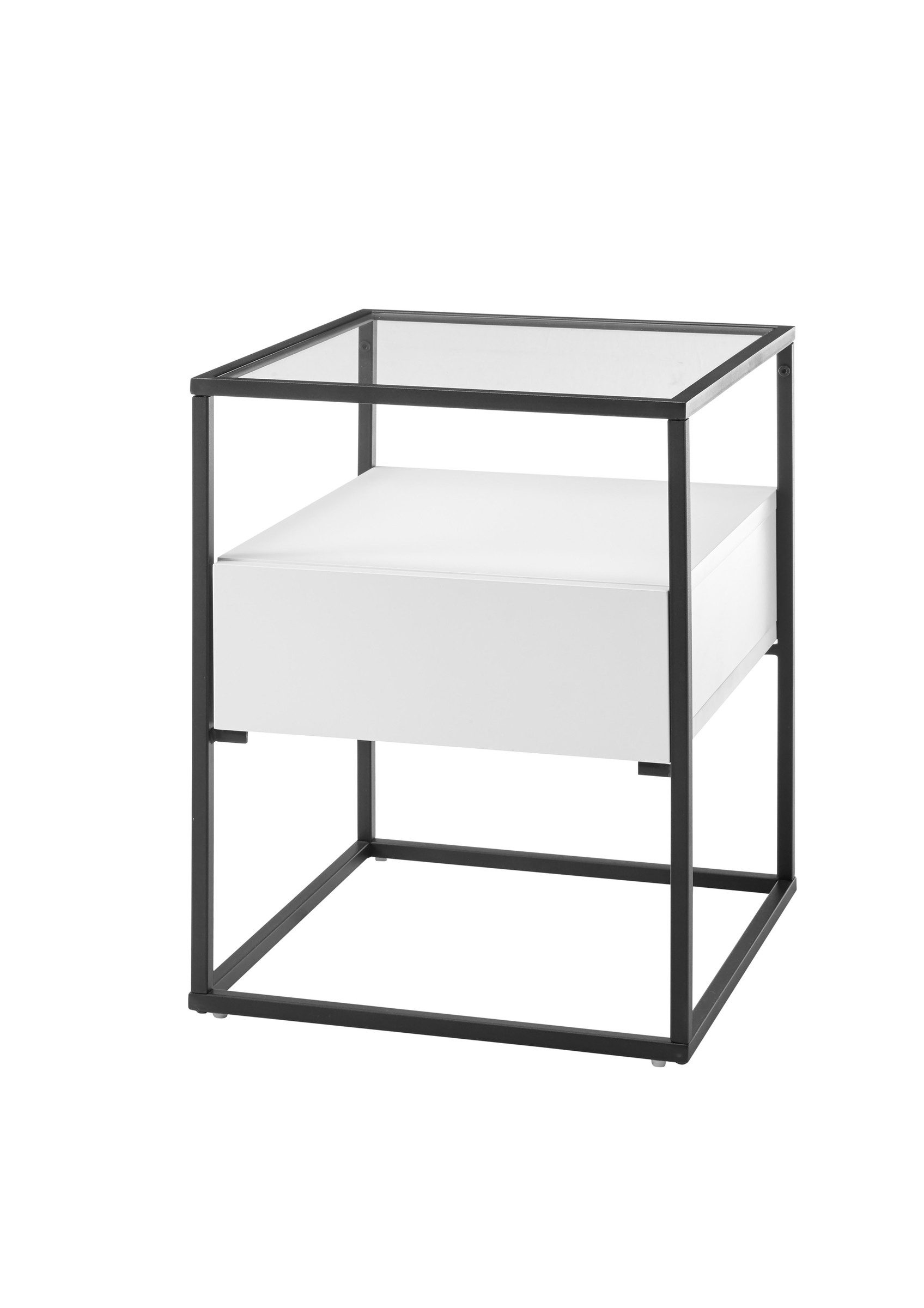 freiraum Beistelltisch EVORA, Schublade, weiss, Holzwerkstoff / Metall - 43x54x43cm (BxHxT)