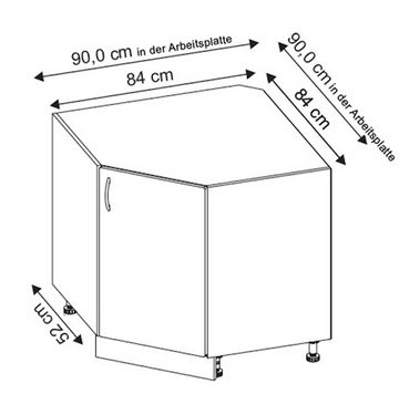 Feldmann-Wohnen Eckschrank Elbing (Elbing, 1-St) 84cm Front-, Korpusfarbe und Ausstattung wählbar 1-türig