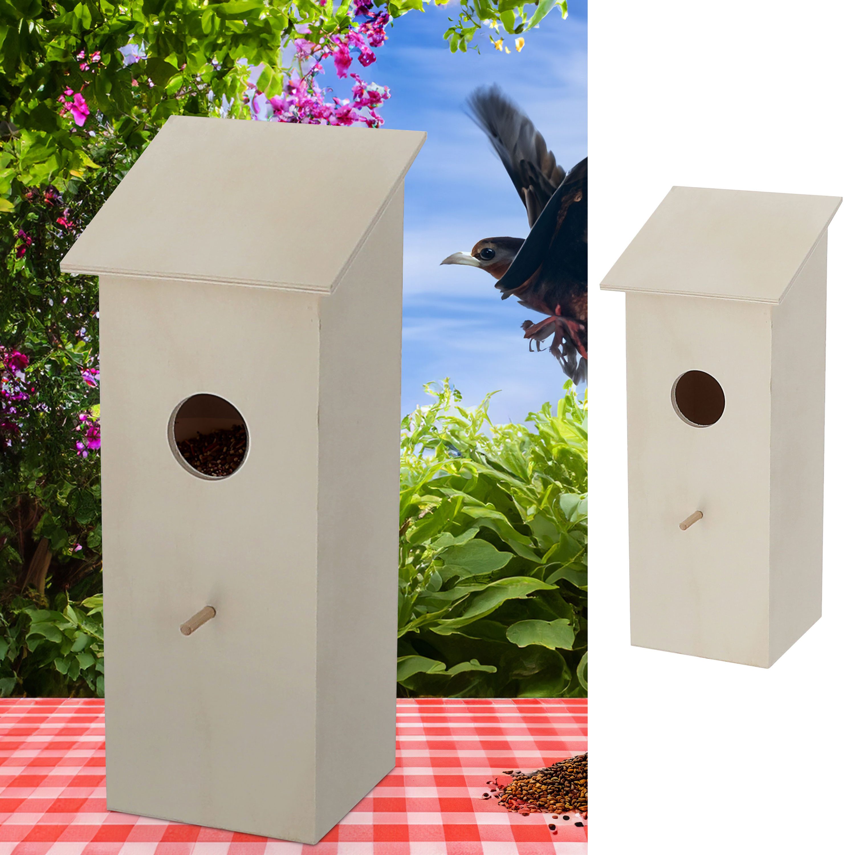 Vogelhaus Vogelhaus 9x22x9cm naturfarben Kiefer Nistkasten bemalbar verzierbar