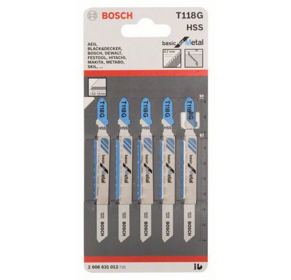 Thumbnail - BOSCH Stichsägeblatt Stichsägeblatt T 118 G Basic for Metal, 5er-Pack