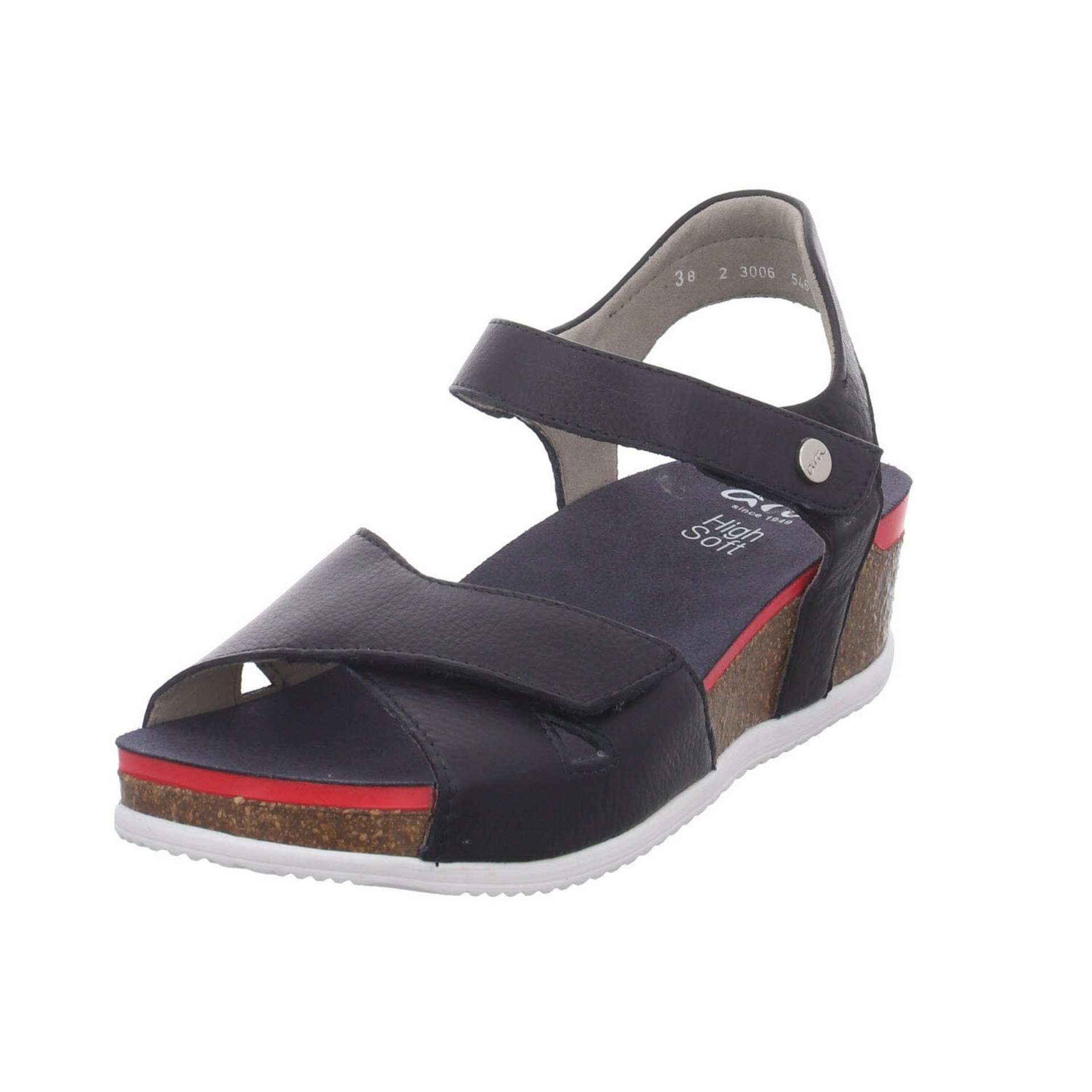 Ara Damen Sandalen Norderney dunkel Glattleder Keilsandalette blau Sandalette