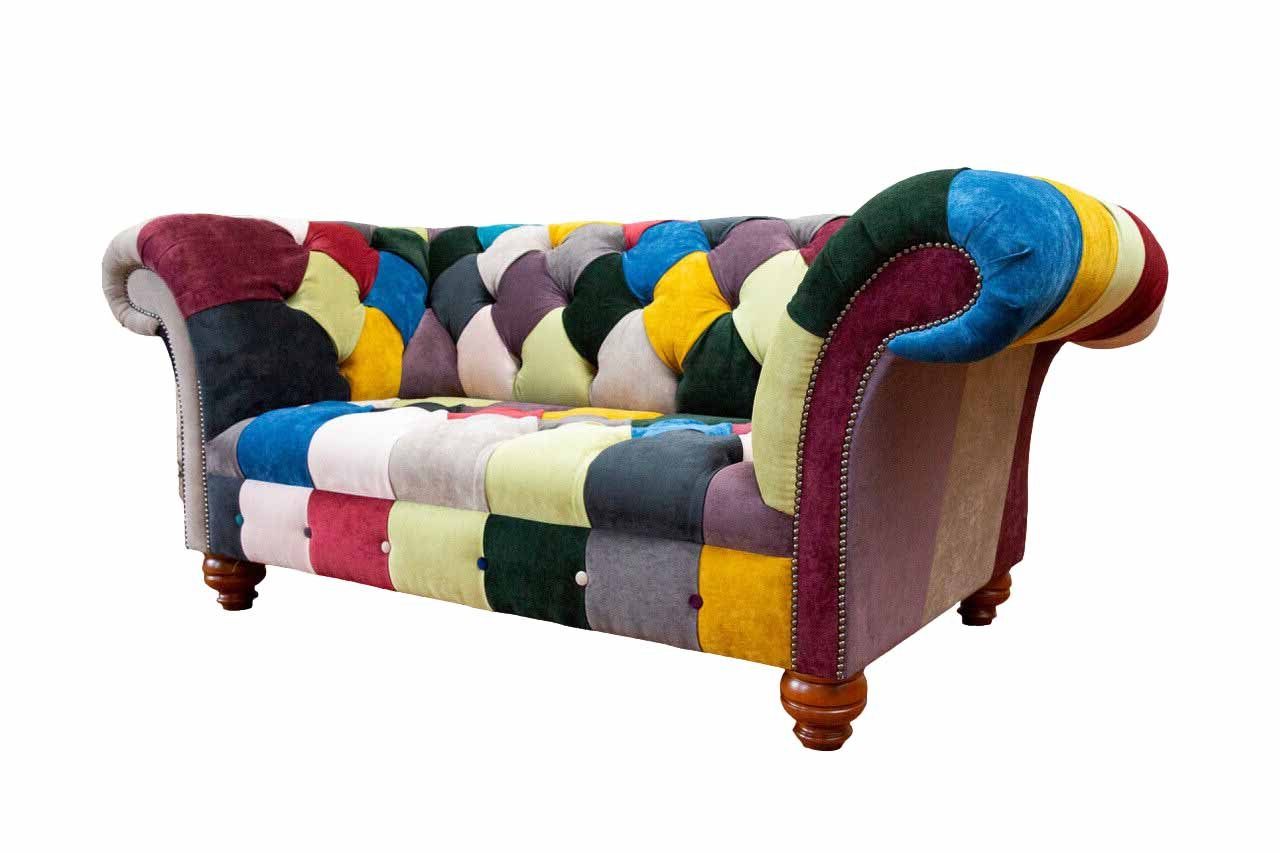 Chesterfield-Sofa, Design Klassisch JVmoebel Wohnzimmer Zweisitzer Textil Chesterfield Sofa