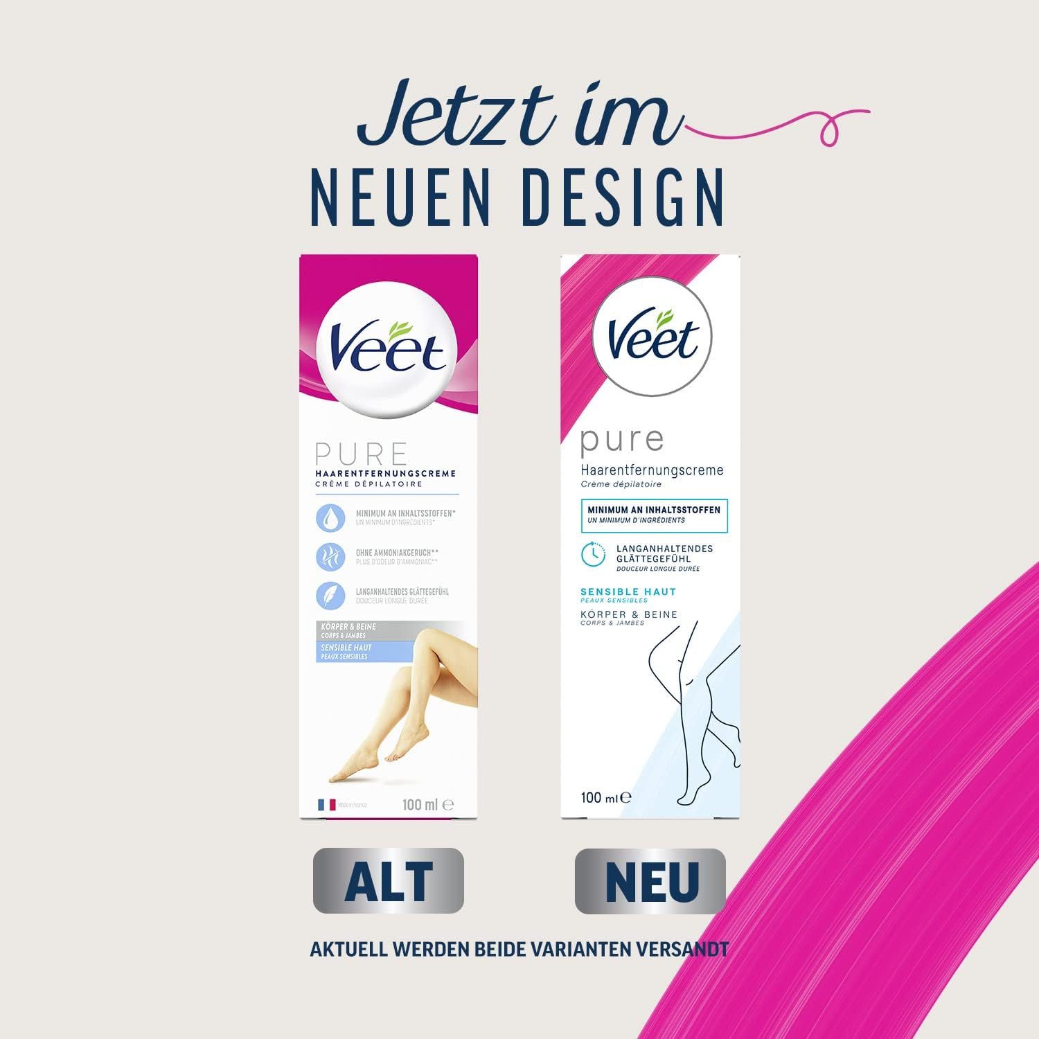 Veet Enthaarungscreme für Körper & Beine 100 ml, 1 St., Haarentfernungscreme, für sensible Haut