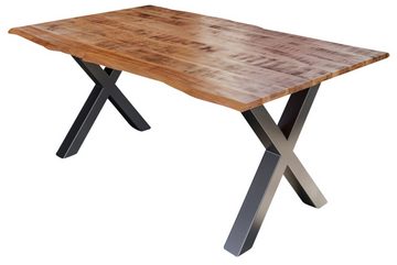 Junado® Baumkantentisch Dora Tisch_X, Mango Massivholz naturfarben 26 mm natürliche Baumkante