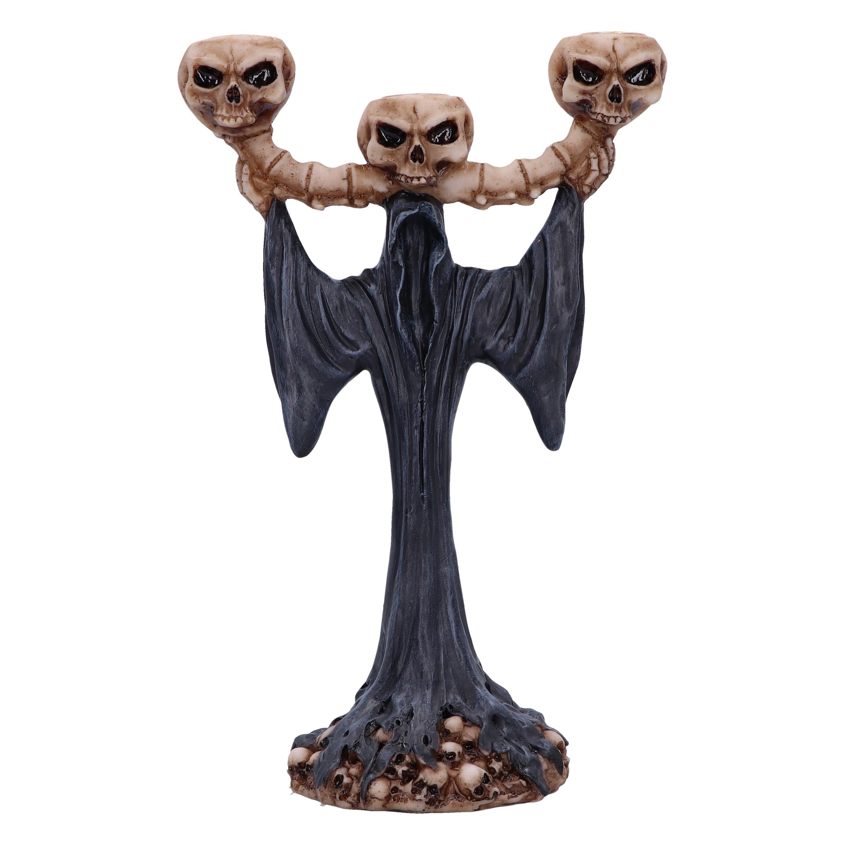 Dark-Desires Standkerzenhalter Gothic 3-armiger Kerzenständer Skull