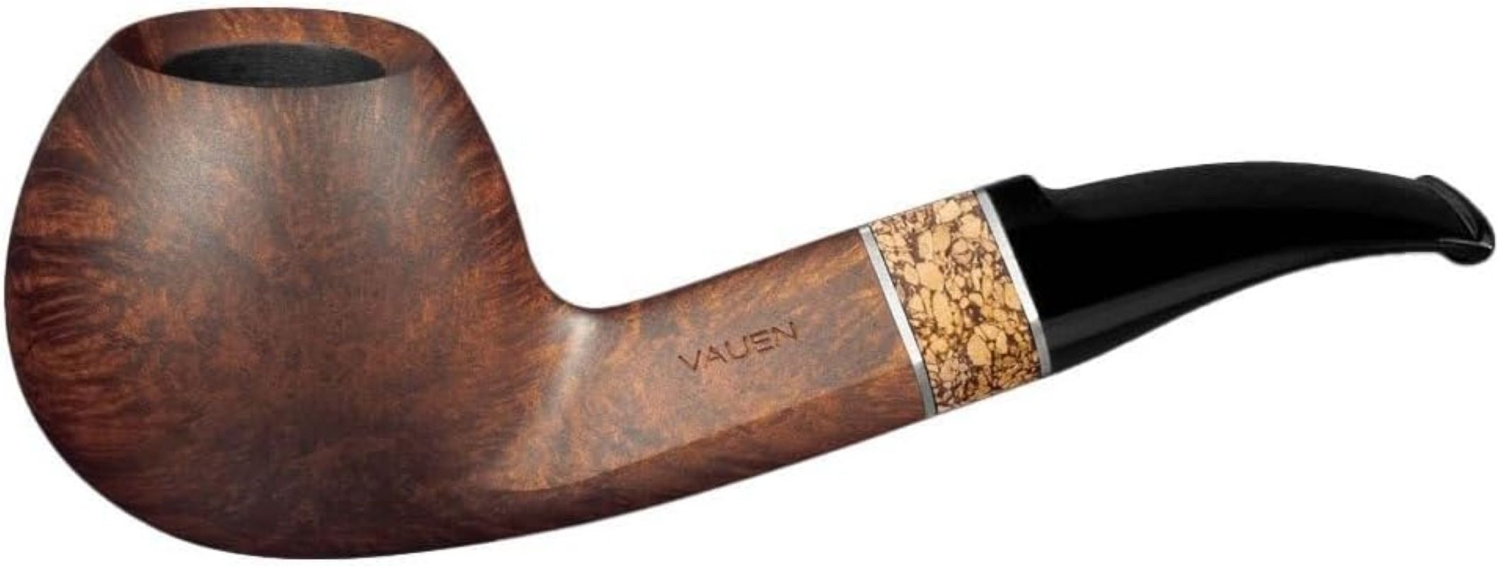 VAUEN Handpfeife VAUEN Burgund 1632 Pfeife Made in Germany 9mm Filter, Zwei Naturprodukte – Bruyèreholz und Kork