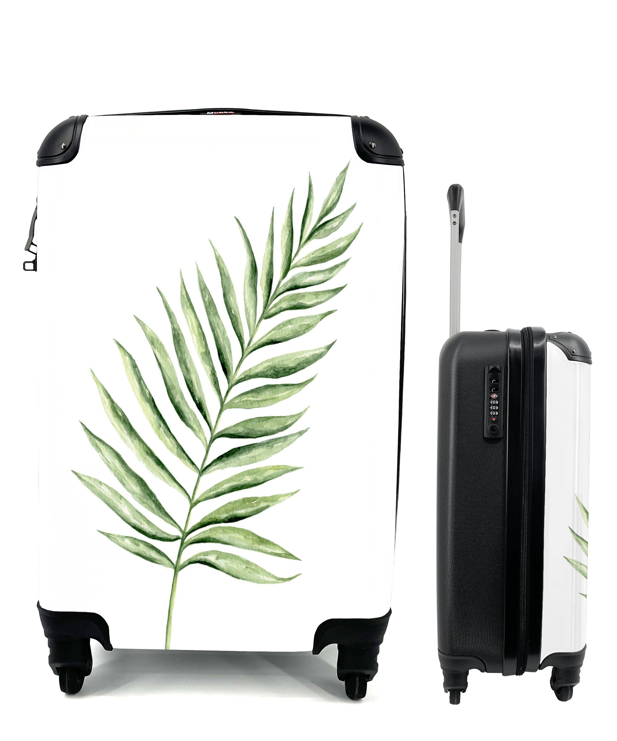 MuchoWow Handgepäckkoffer Pflanze - Aquarell, 4 Rollen, Reisetasche mit rollen, Handgepäck für Ferien, Trolley, Reisekoffer