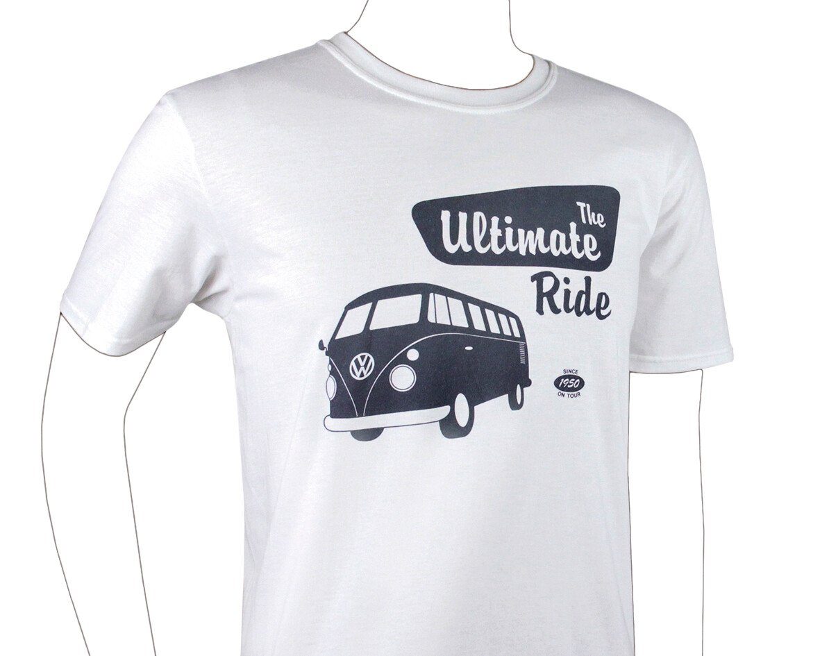 Design BRISA Volkswagen Unisex Rundhalsshirt, Collection mit by in Ultimative The Ride/Weiß VW Kurzarmshirt Ride stilvolles Weiß Ultimate T-Shirt