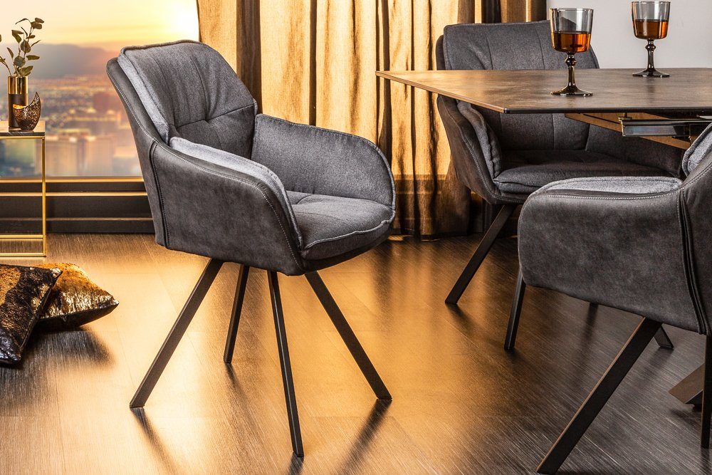 riess-ambiente Armlehnstuhl MR. LOUNGER anthrazit / grau, Esszimmer · Micro günstig online kaufen