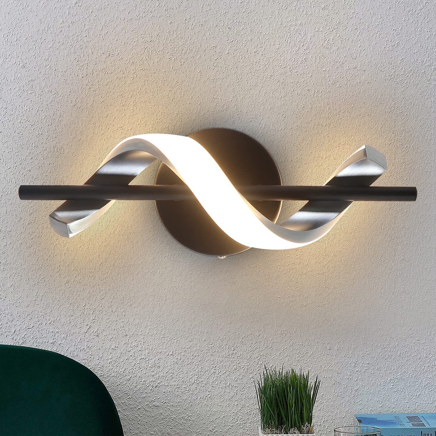 ZMH LED Wandleuchte innen modern Wellenförmig fest Design, integriert, in Beleuchtung Warmweiß LED