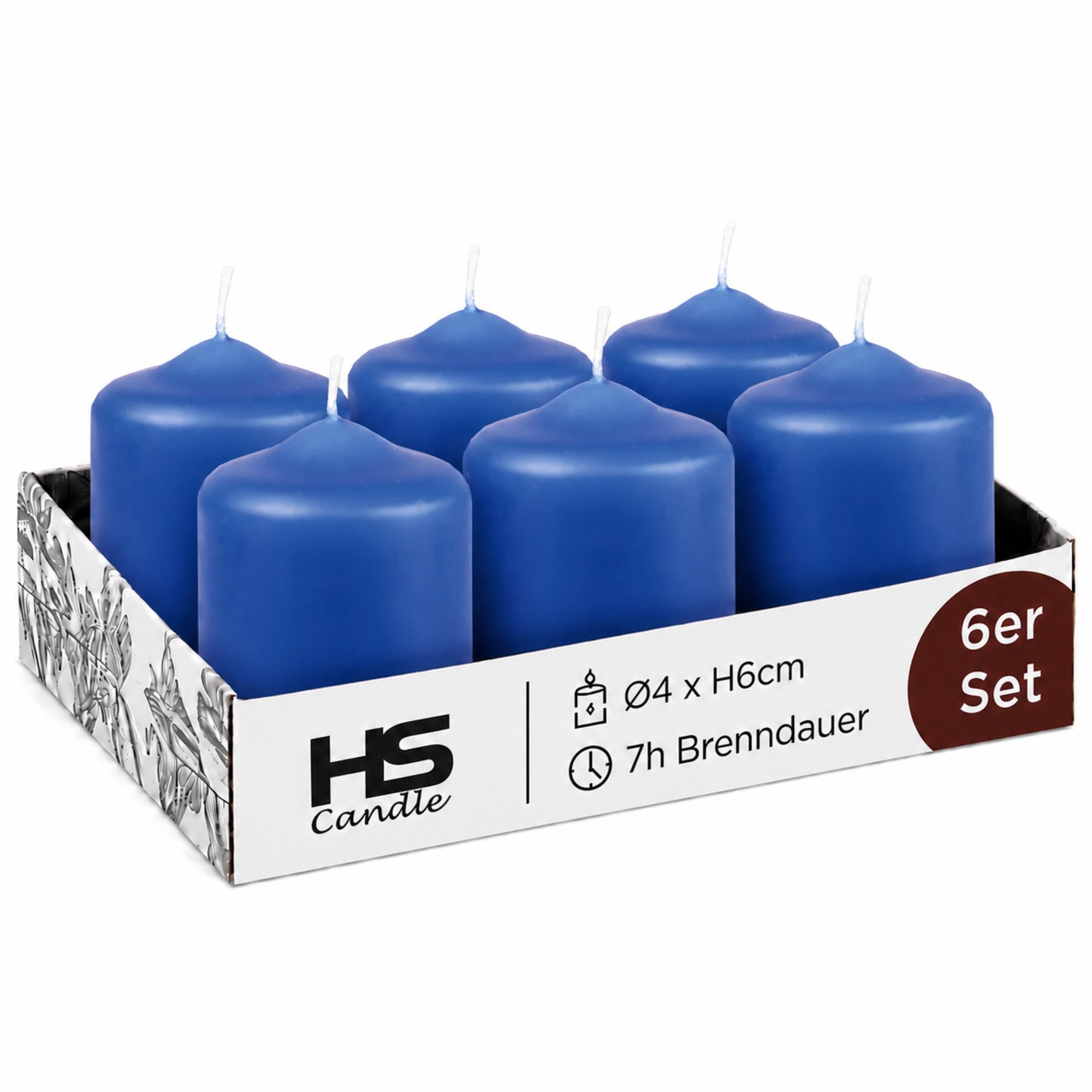 HS Candle Stumpenkerze aus Wachs (6-tlg., Dekolicht), Ø4xH6 cm Teelichtgröße, 7h Brenndauer je Kerze, Wachsmischung