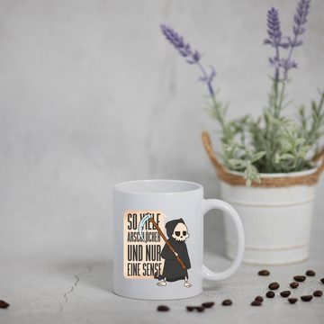 Youth Designz Tasse Nur eine Sense Kaffeetasse Geschenk mit lustigem Spruch, Keramik, mit Skelett Print