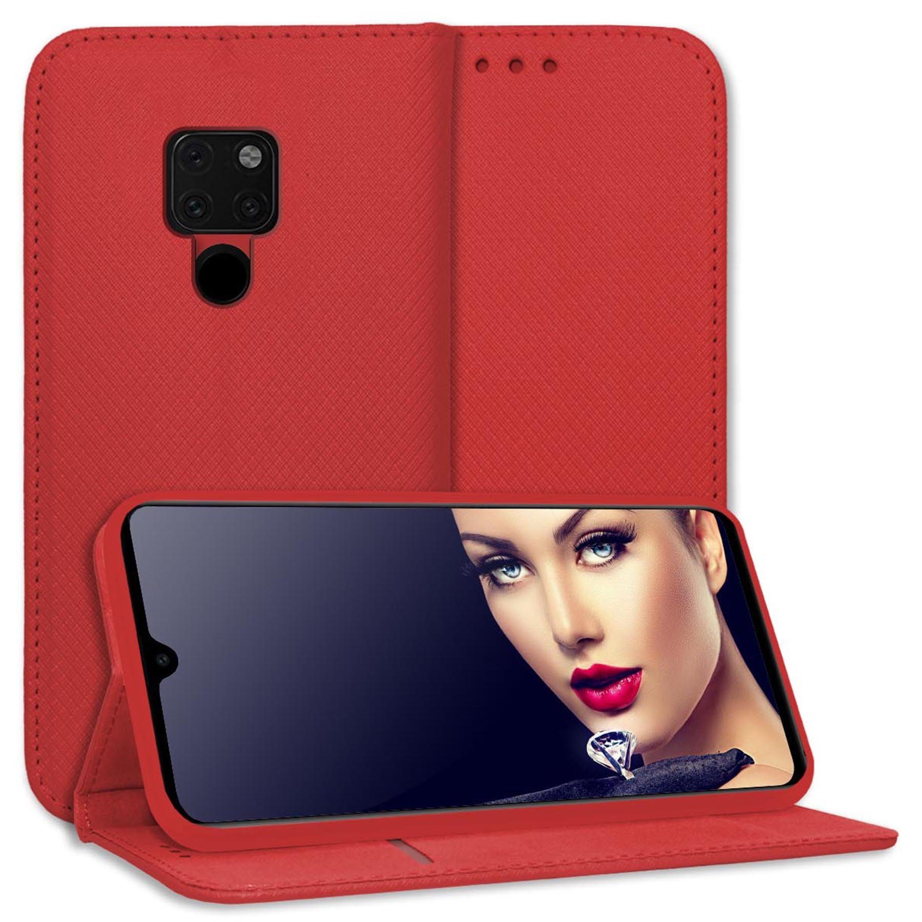 mtb more energy Smartphone-Hülle Smart Magnet für Huawei Mate 20, Rot, Bookstyle Klapphülle Cover Wallet Case aus Kunstleder