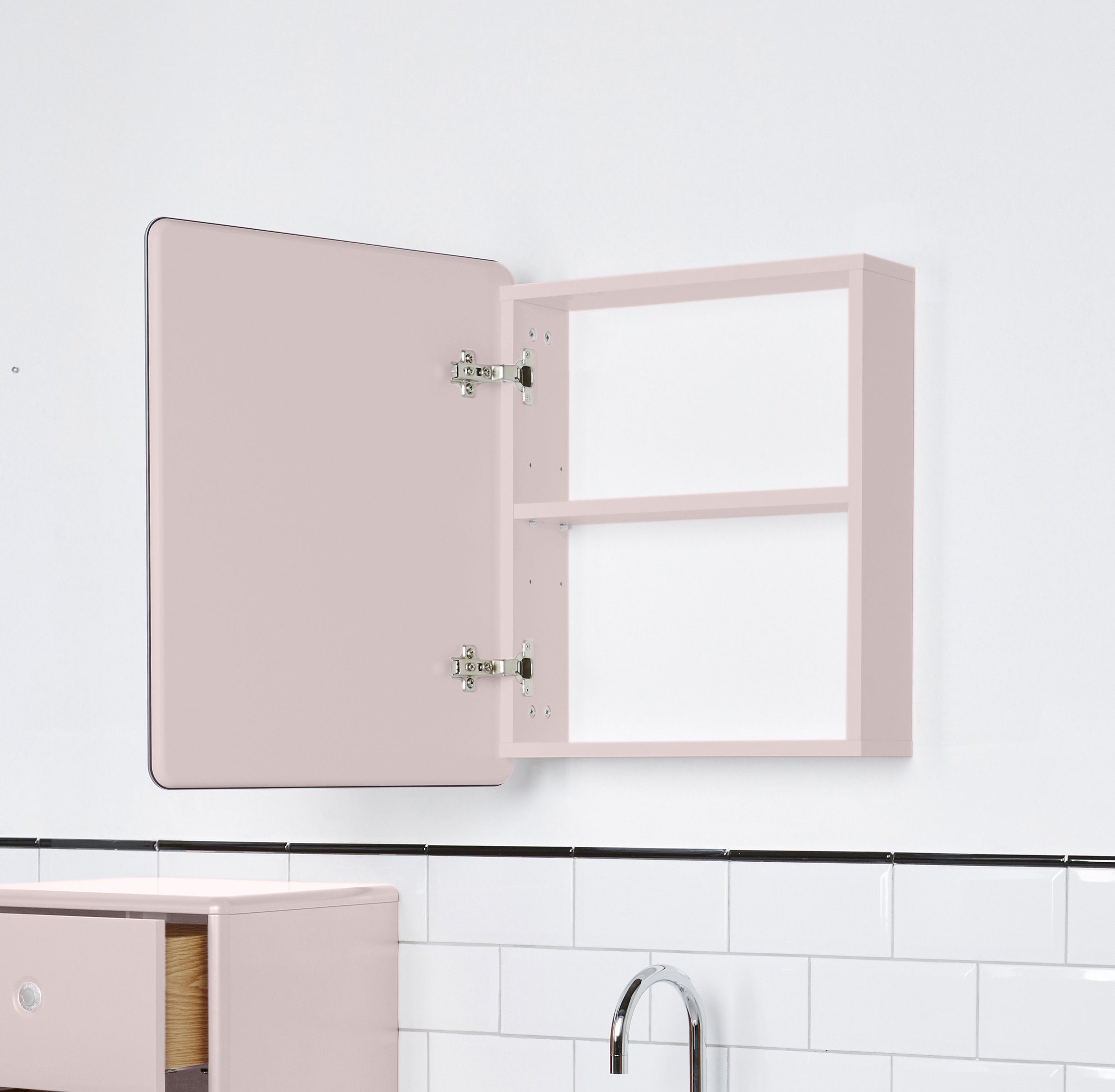 TOM TAILOR Small seidenmatt - rose006 Farben, gerundeten Badspiegel Tür Mirror MDF BATH Stauraum, mit Tür in mit vielen HOME - Ecken, COLOR lackiert mit aus