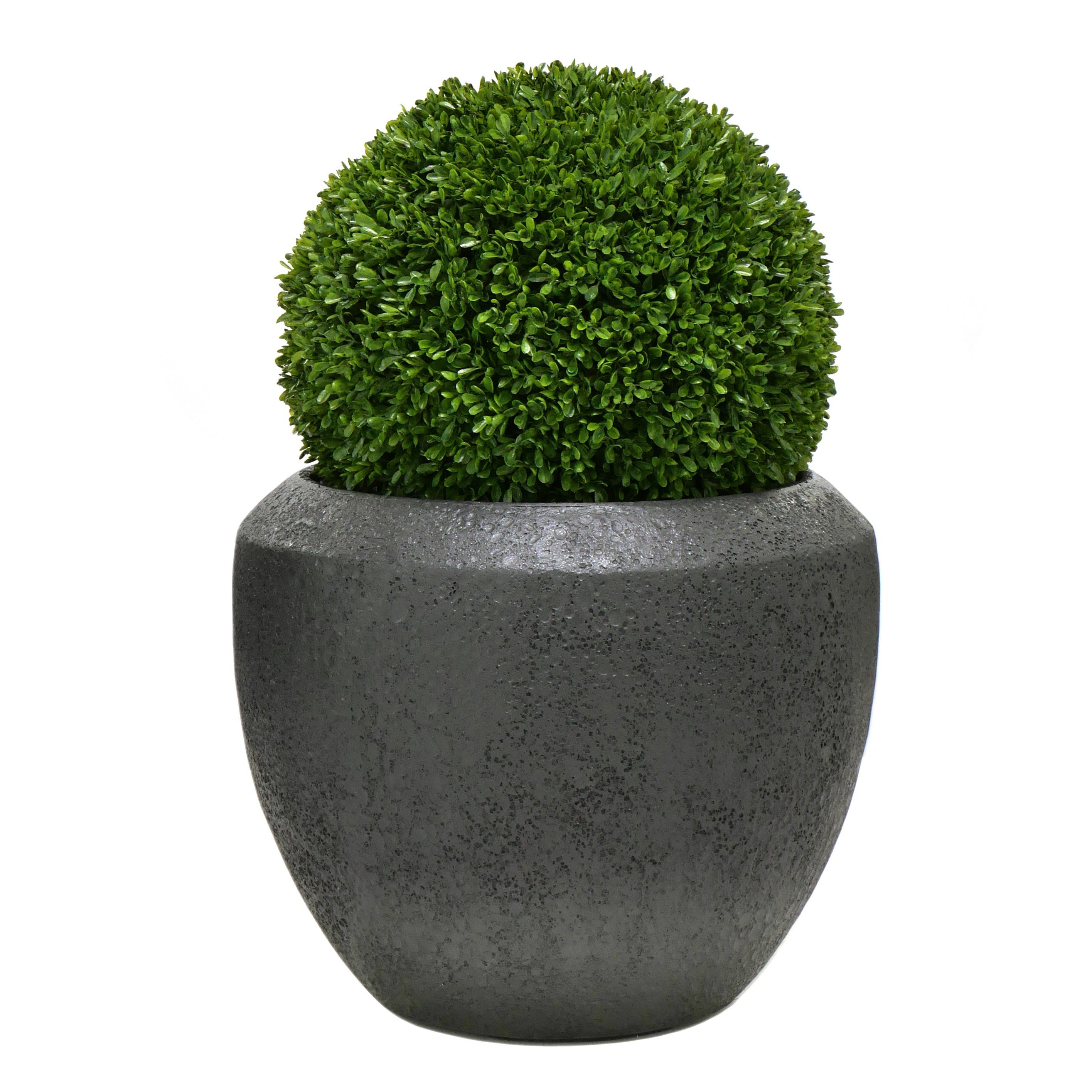 Flingora Pflanzkübel Jonte, mit Einsatz - Fiberglas - Indoor & Outdoor - Graphitschwarz - Ø 40 cm