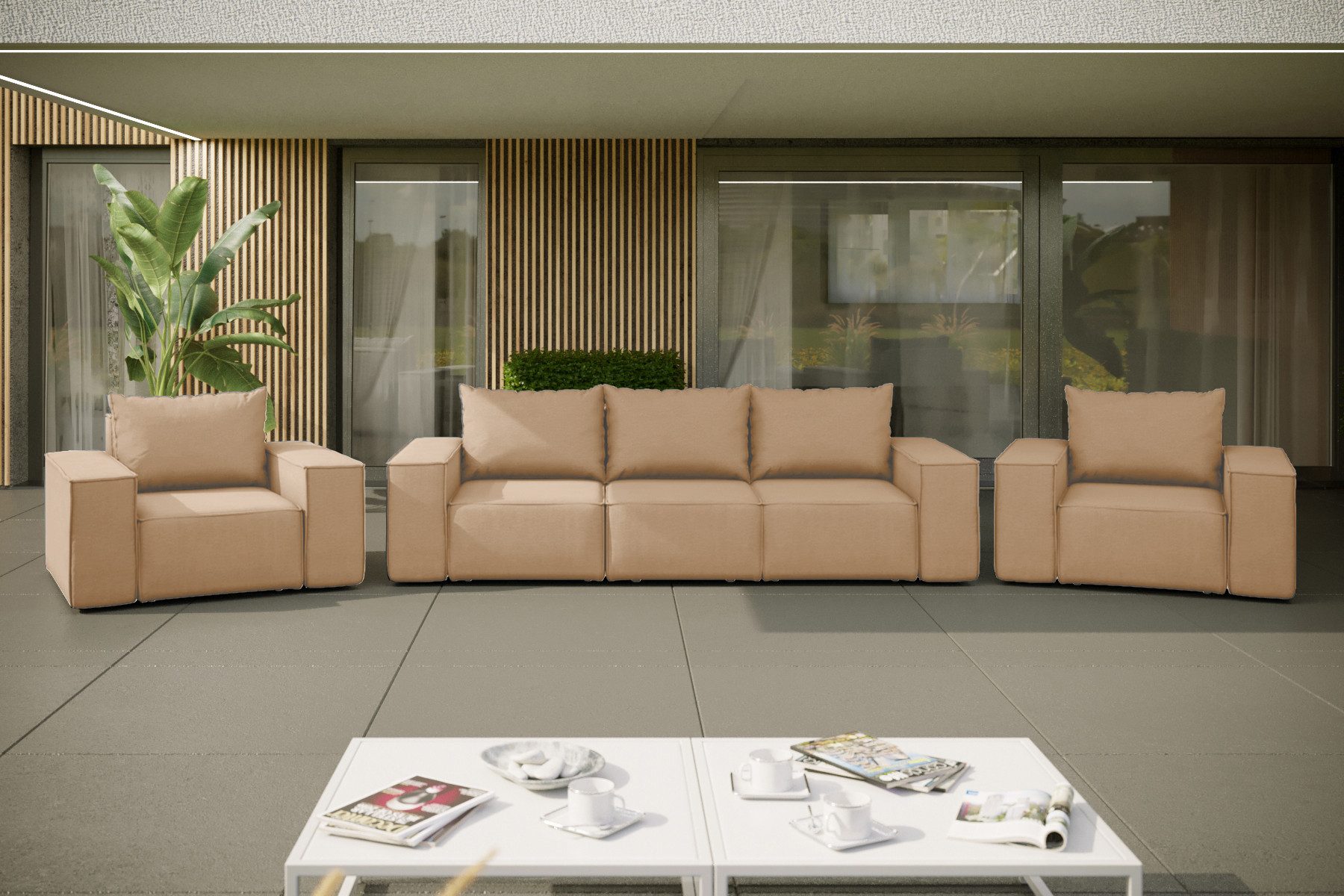 Kaiser Möbel Gartenlounge-Set Gartenmöbel set 3+1+1 Sonne für den Garten, Terrasse, (Gartenmöbel-Set), UV-beständig Wasserabweisend Für Garten und Terrasse geeignet Sehr