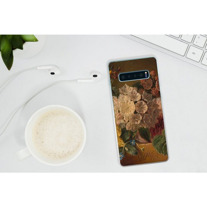 MuchoWow Handyhülle Blumen - Gemälde von G.J.J Van Os Phone Case Handyhülle Samsung Galaxy S10+ Silikon Schutzhülle FN11179