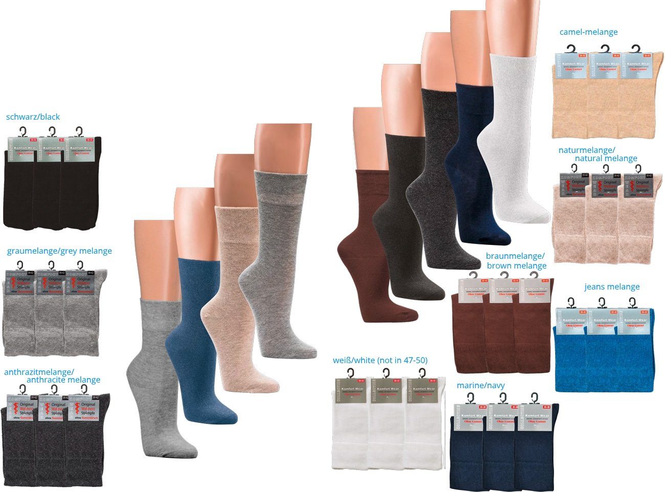 Socks 4 Fun Diabetikersocken Socks4Fun Wellness Diabetikersocken ohne Gummidruck (2-Paar, 3 Paar) dunkelbraun