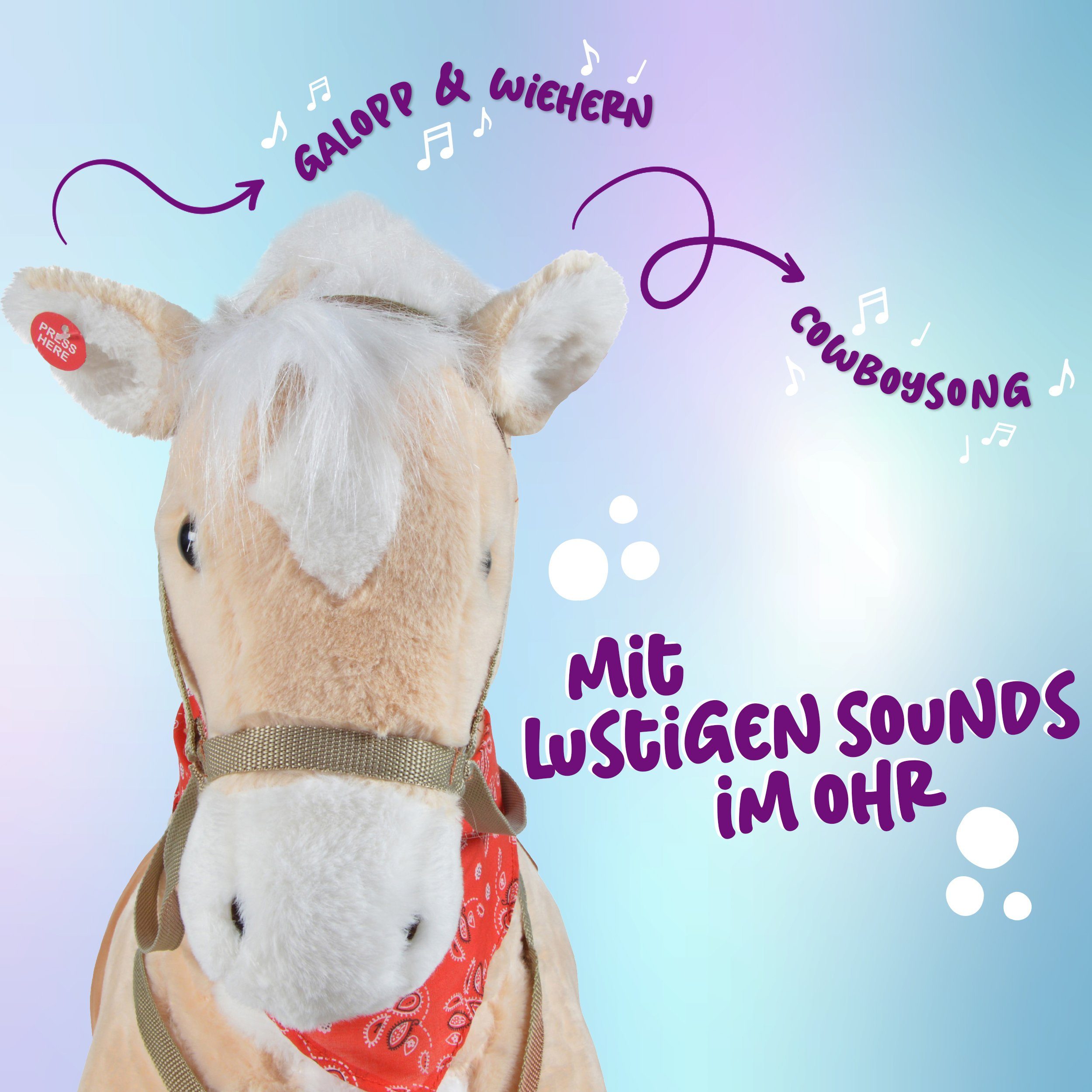 Pink Papaya Stehpferd Spielpferd für Kinder zum Reiten 105 cm, Pferd zum Reiten für Kinder