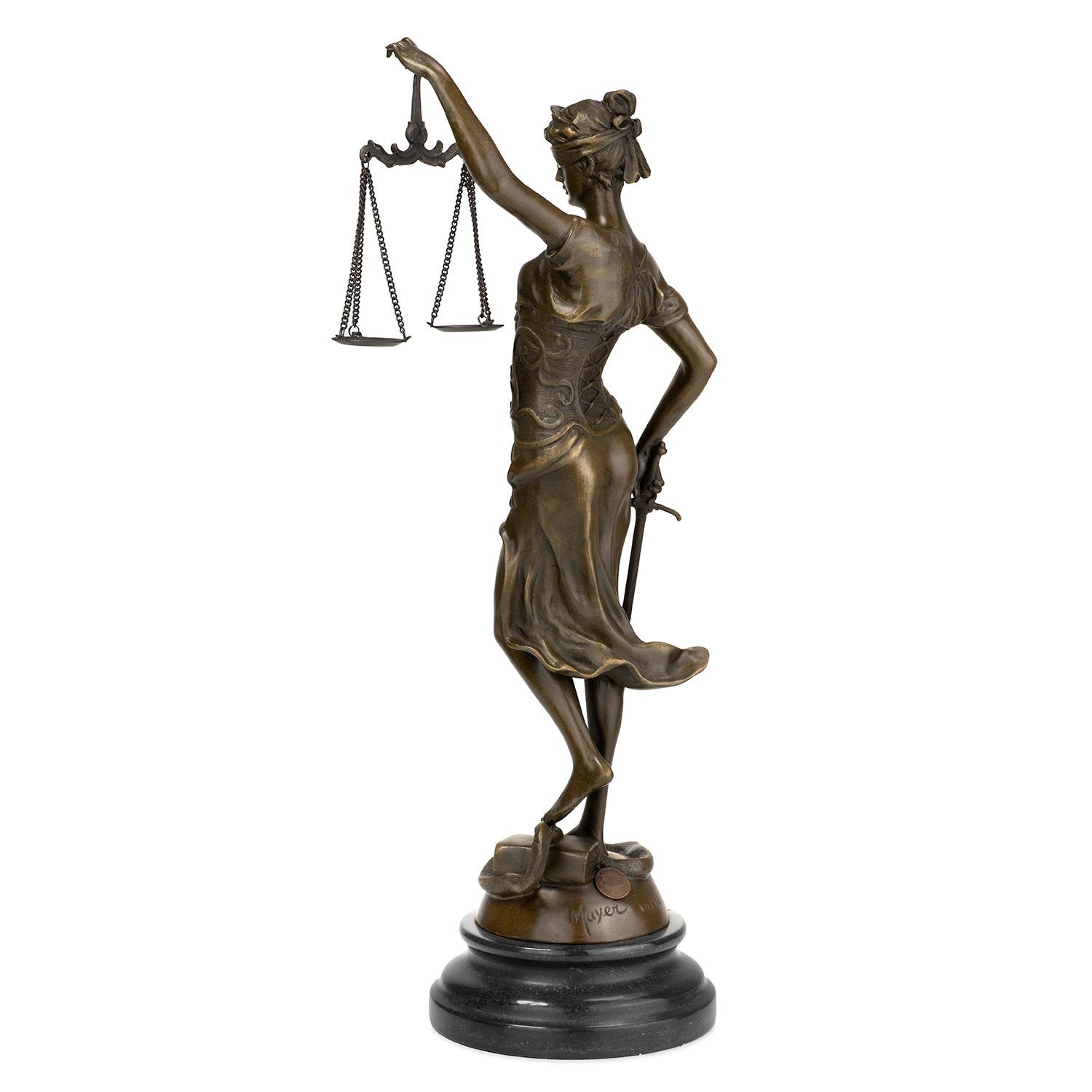 Regal für Skulptur Dekofigur Moritz Vitrine Figuren Bronzefigur Justice, Deko Lady Schreibtisch Bronzefigur