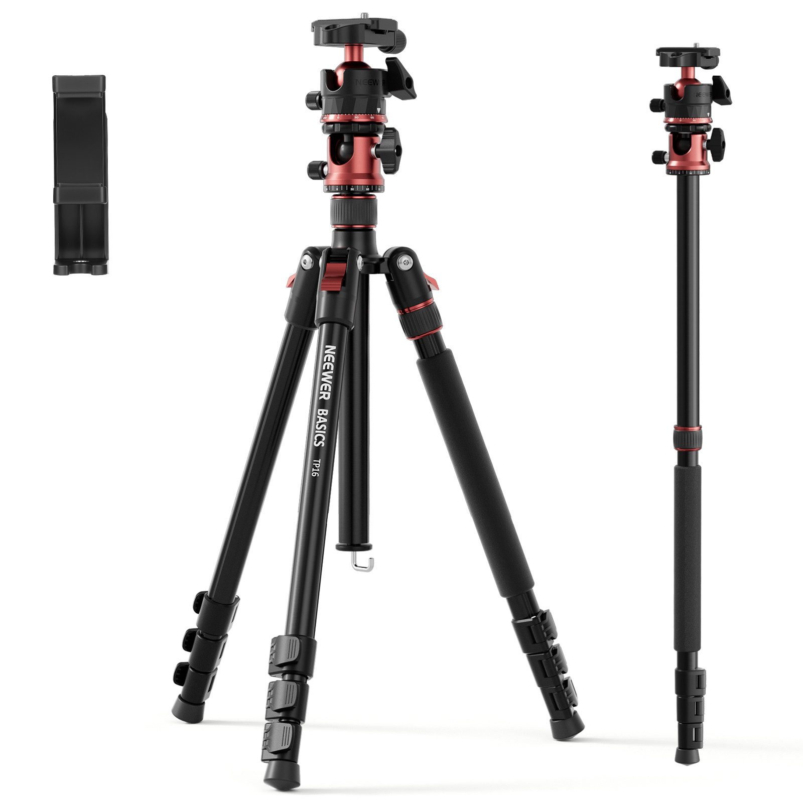 Neewer TP16 180cm Kamera Stativ Einbeinstativ mit Mittelsäule und Kugelkopf Dreibeinstativ (Schnellwechselhalterung für DSLR Kameras und Handys, Last 8kg)
