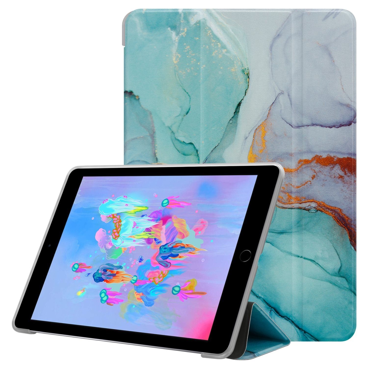 Cadorabo Tablet-Hülle Book Tablet Bunter Marmor Apple iPad MINI / MINI 2 /  MINI 3 / MINI 4 / MINI 5, Tablethülle - Dünne Schutzhülle aus TPU Silikon  mit Standfunktion