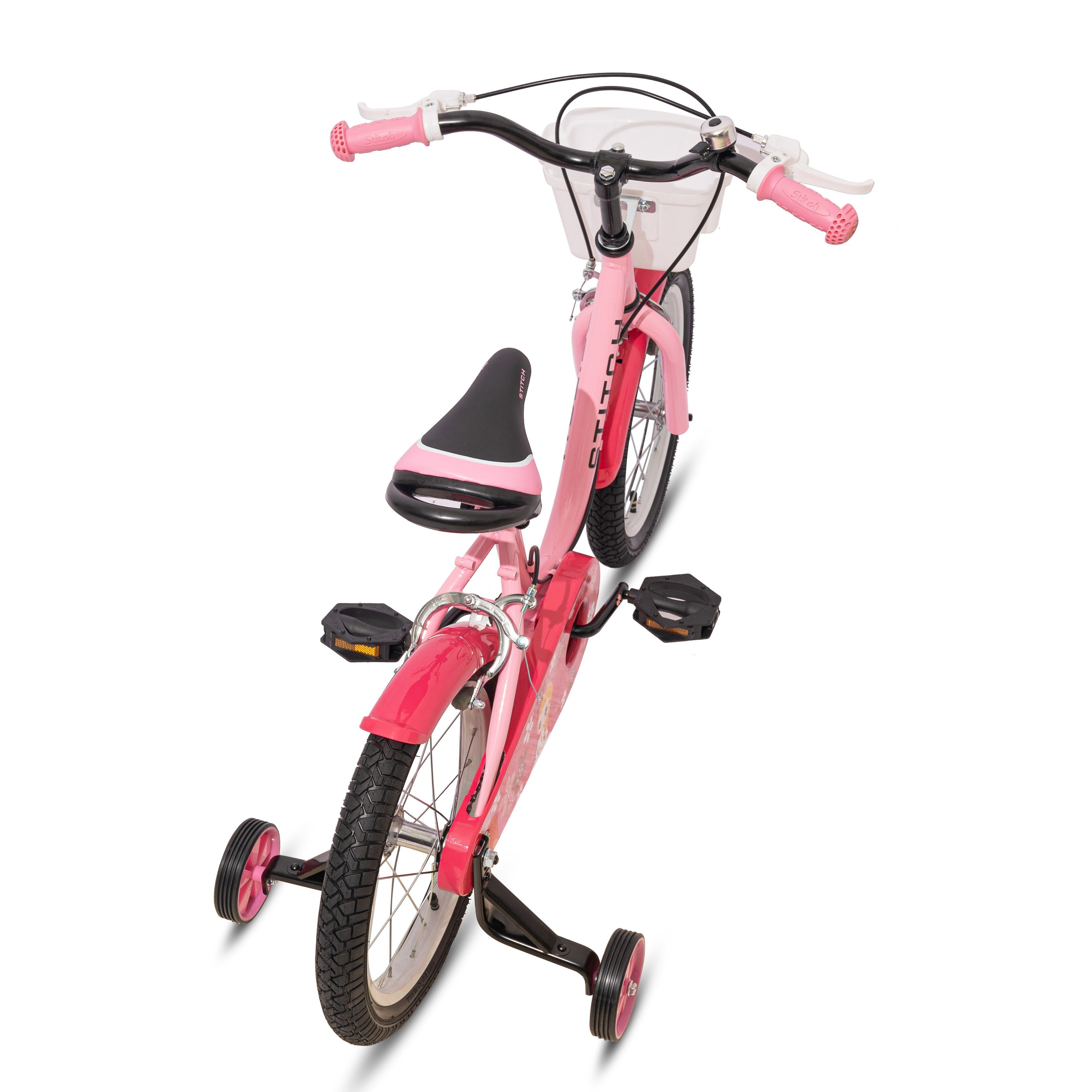 HILAND Kinderfahrrad 12/14/16 Gang, Mädchen Zoll für Kinderfahrräder (Set, Jahren) mit und Rosa Jungen im 1 Stützräder,Korb,Klingel,Schutzbleche, Kettenschaltung, von Kinderfahrrad Alter 3–7