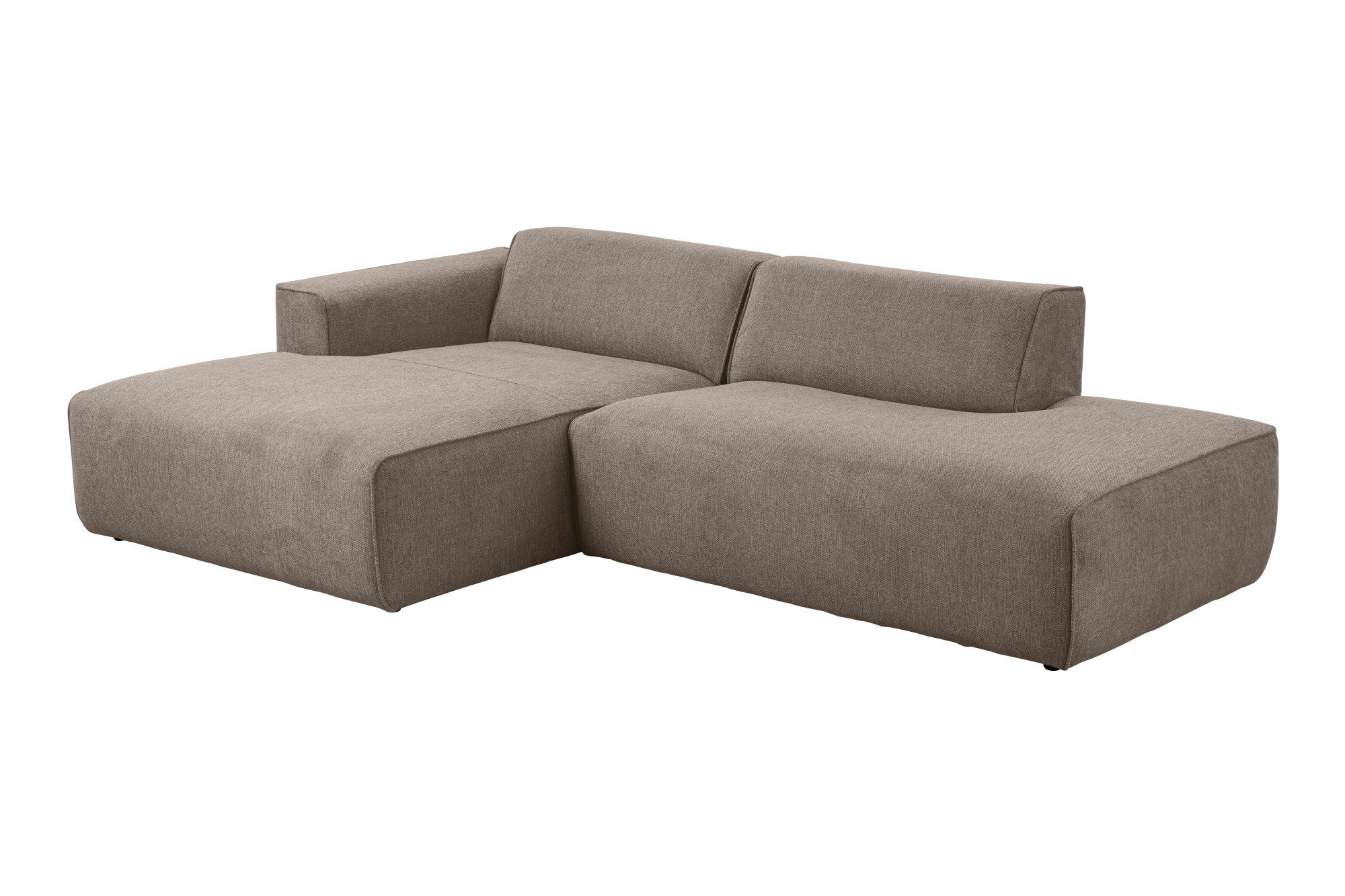 andas Ecksofa Noord mit Kedernaht, Breite 227 cm, L-Form, Cord, Struktur, Webstoff, mit Wellenunterfederung, Massivholzrahmen