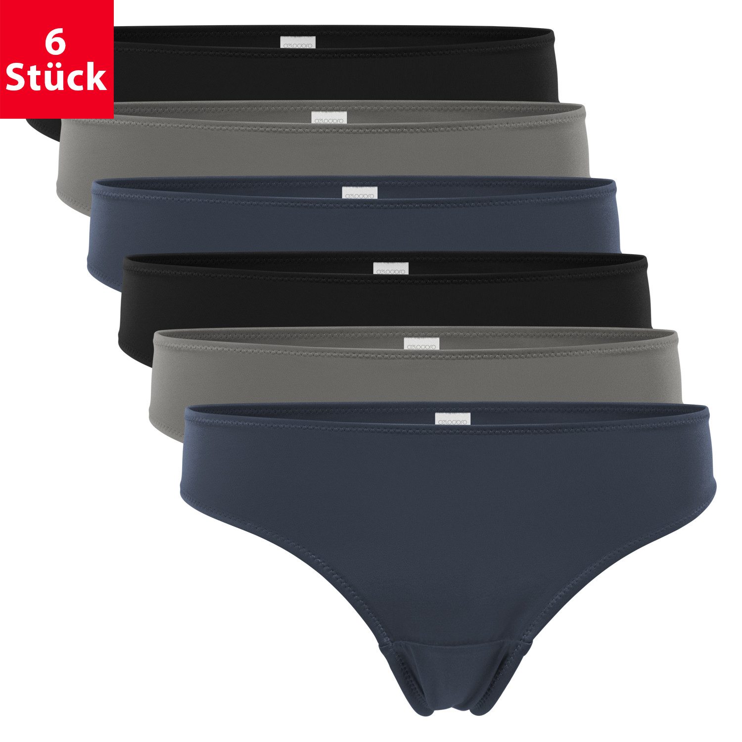 celodoro Tanga Damen String Tanga (6er Pack) Mini-Slips Quick Dry-Faser